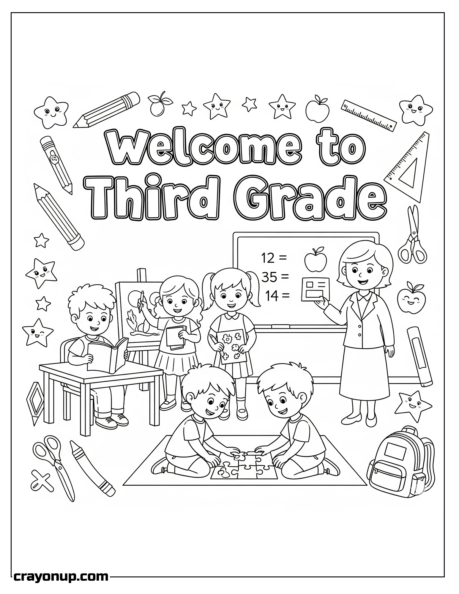 Coloring Page of Fun Welcome to Third Grade Coloring Sheet Free