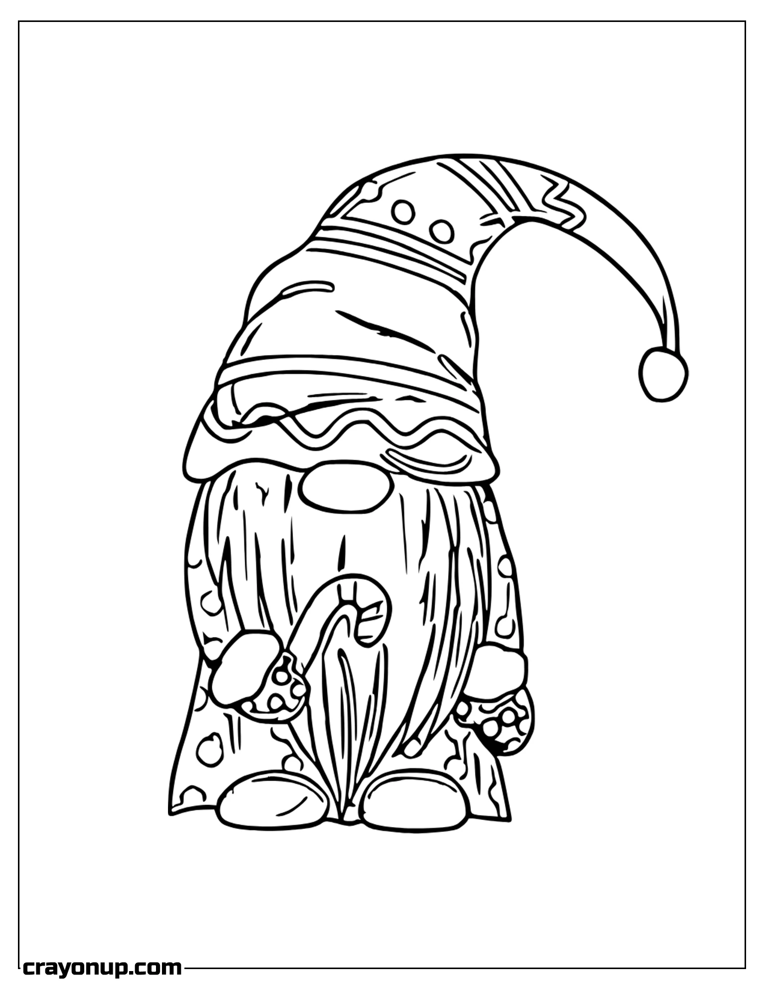 omyy Coloring Page of Gnome Holding Candy