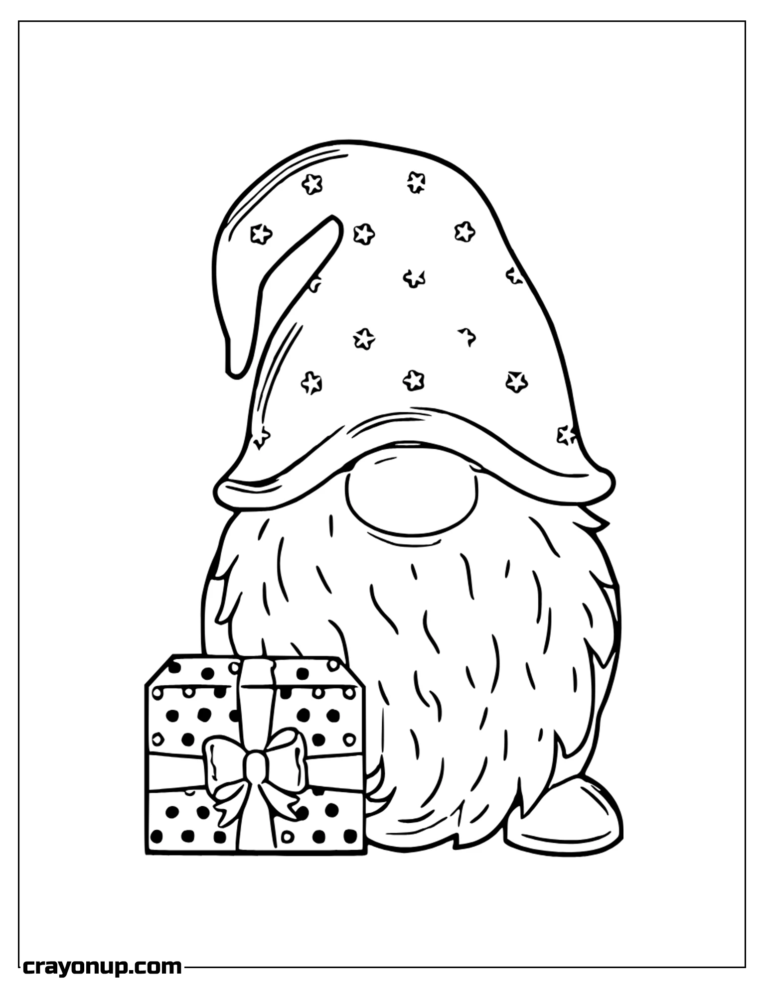 omyy Coloring Page of Gnome Holding Gift