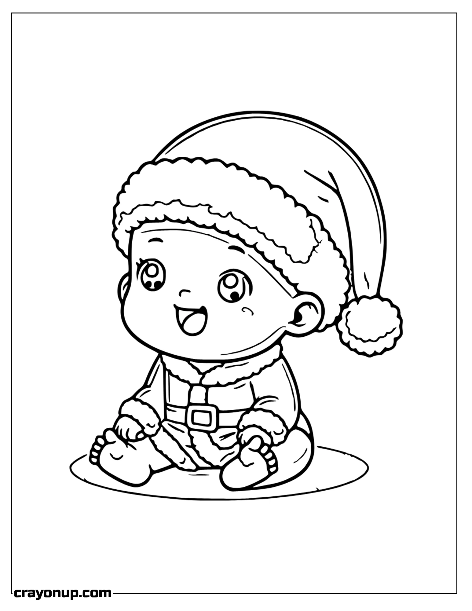 omyy Coloring Page of Happy Baby Boy Wearing Christmas Outfit