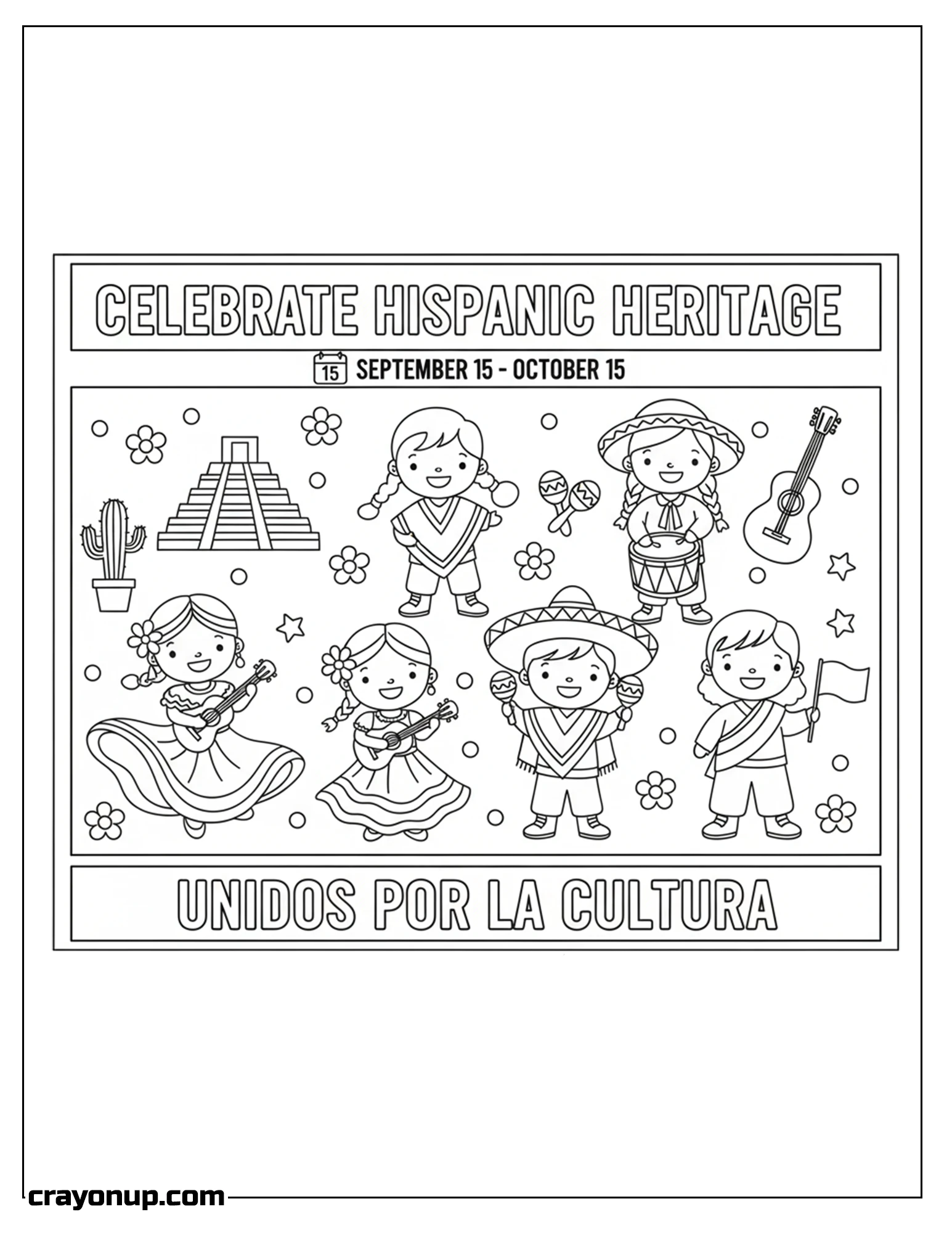 Coloring Page of Hispanic Heritage Month Cute Coloring Page to Print