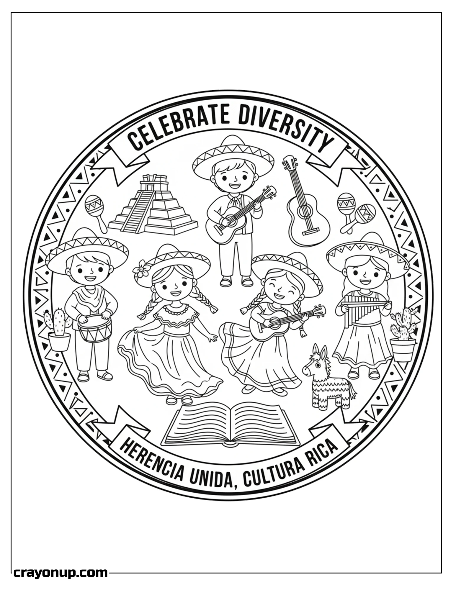 Coloring Page of Hispanic Heritage Month Cute Coloring Sheet for Students