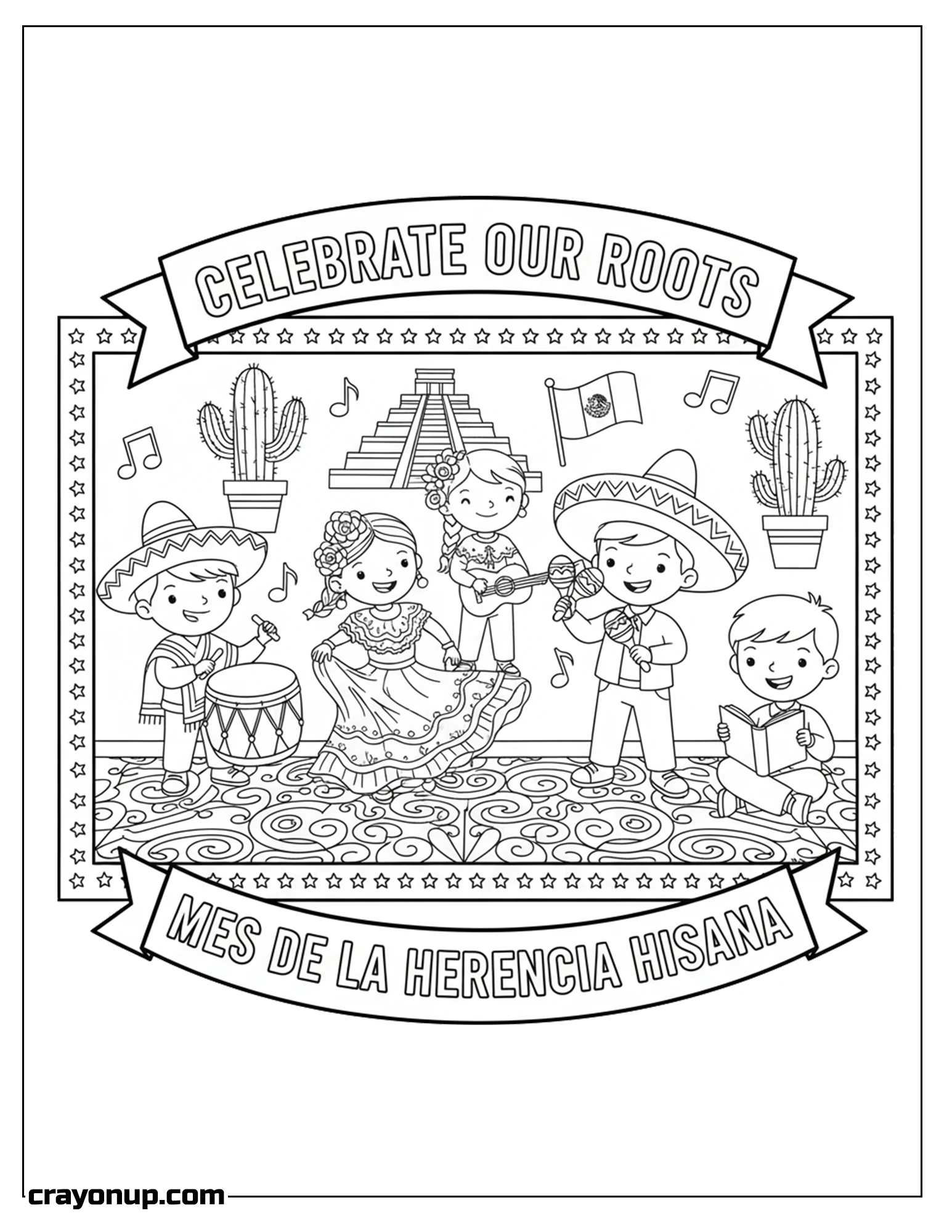Coloring Page of Hispanic Heritage Month Simple Coloring Sheet to Color