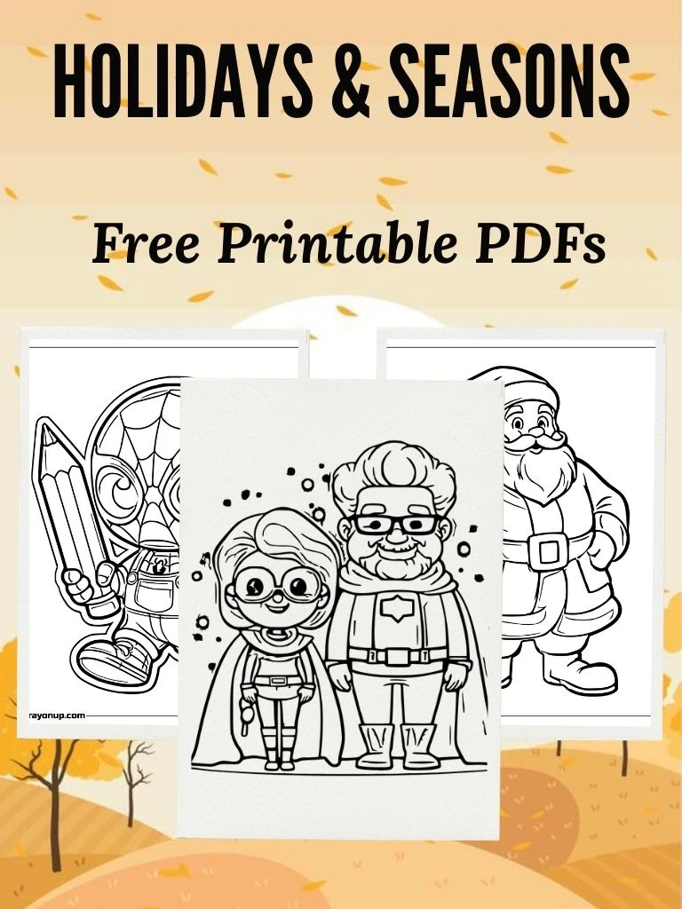 Holidays and Seasons Coloring Pages Featured Image