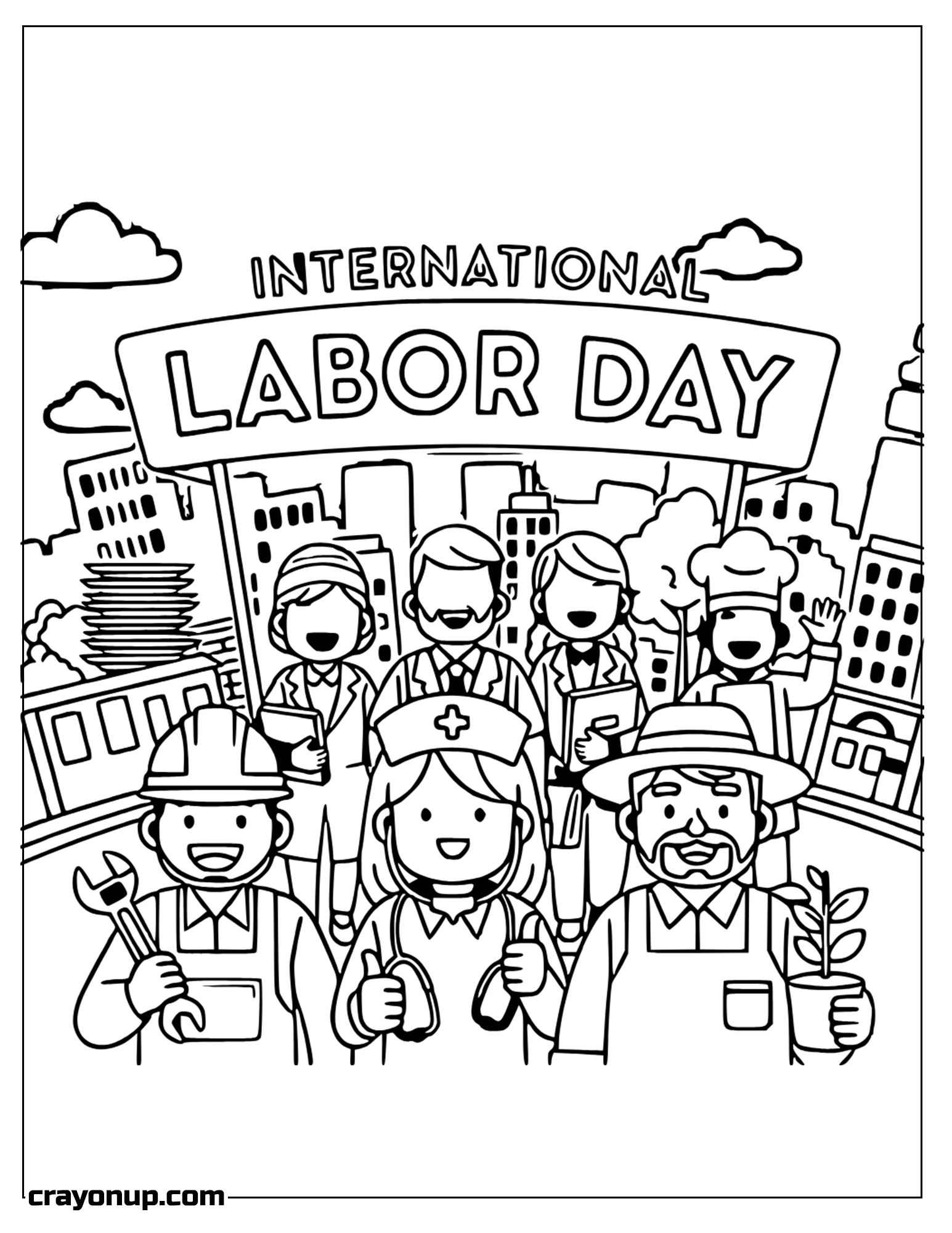 Coloring Page of international labor,labor day american