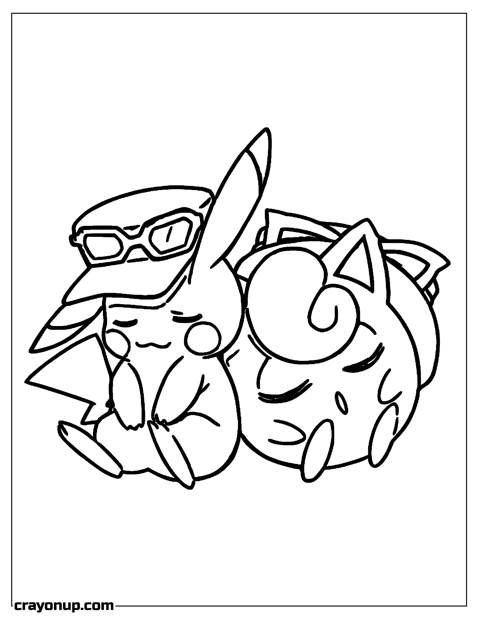 Coloring Page of Jiggly puff with pikachu To color