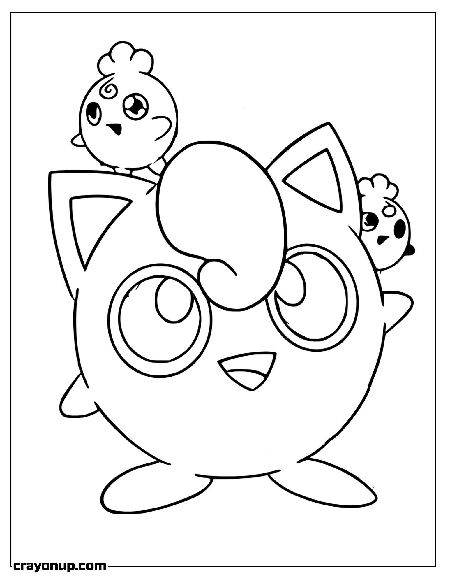Coloring Page of Jigglypuff With little Jigglypuff To Color