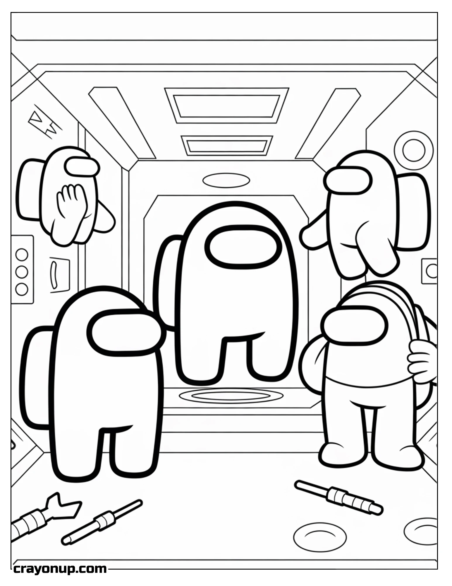 Coloring Page of Kawaii Among Us Easy Coloring Page