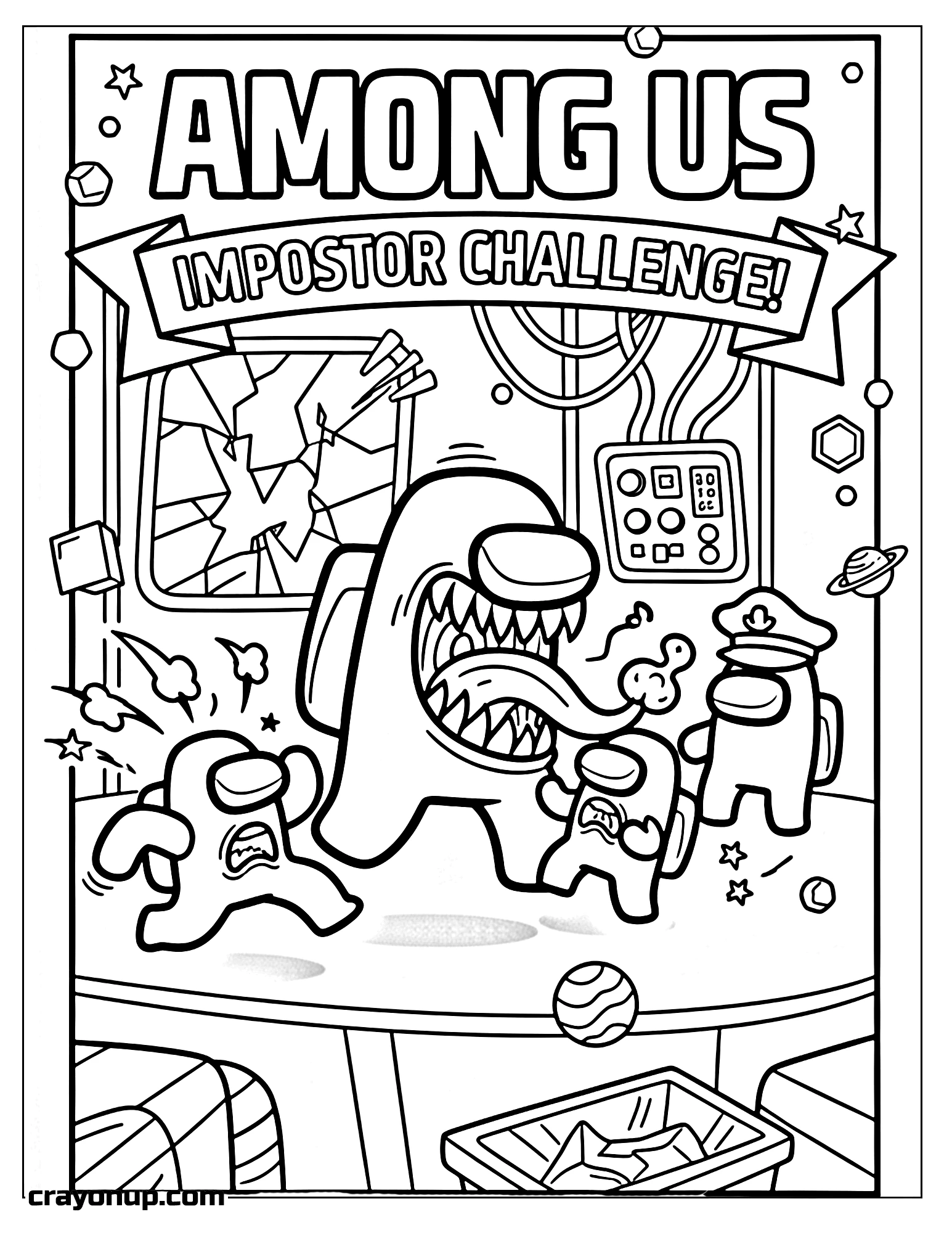 Coloring Page of Kawaii Among Us Impostor Coloring Sheet for Kids