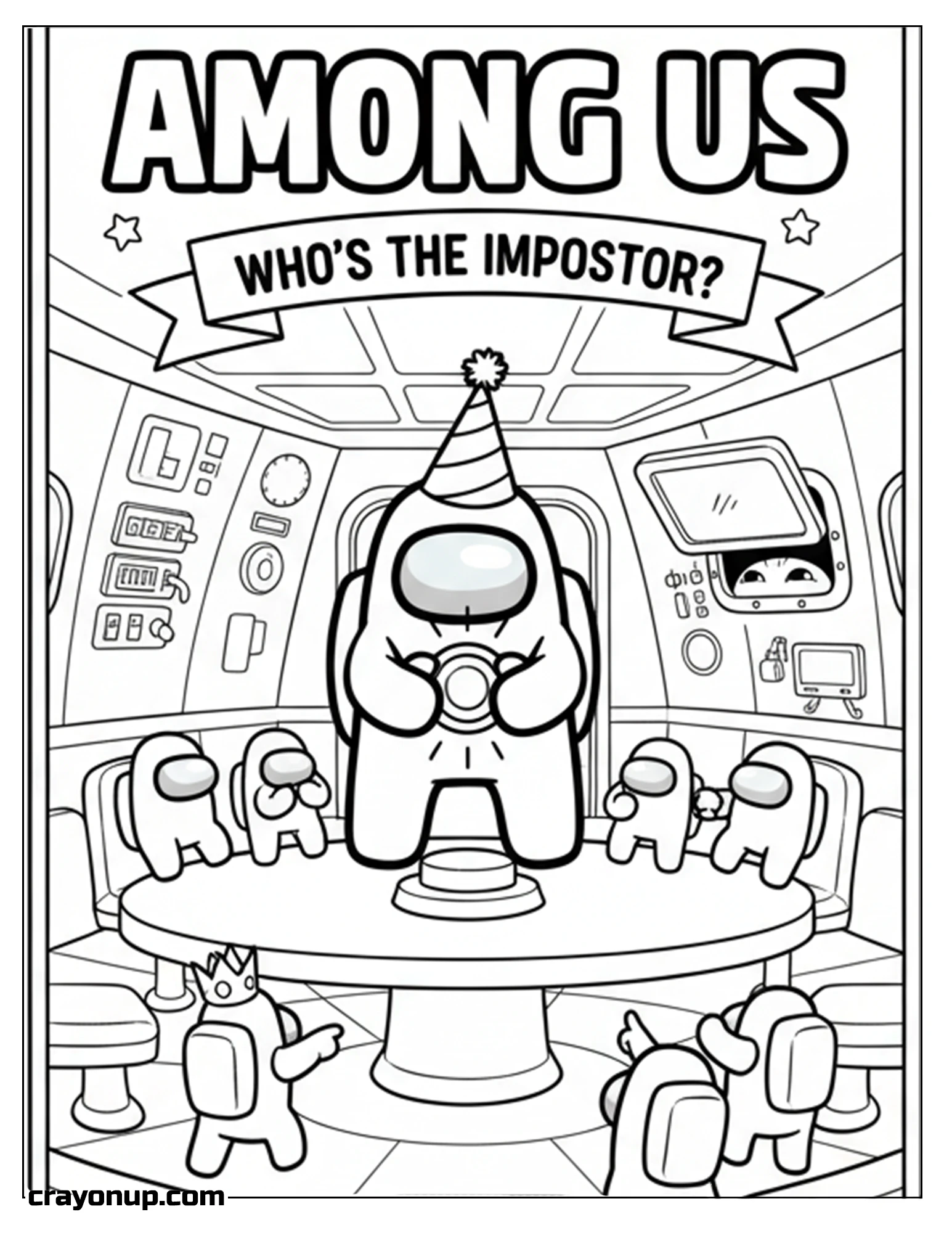 Coloring Page of Kawaii Among Us Printable Coloring Sheet