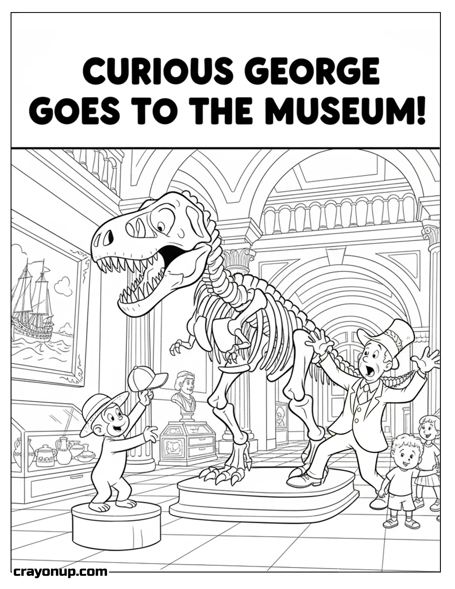 Coloring Page of Kawaii Curious George Coloring Sheet for Kids