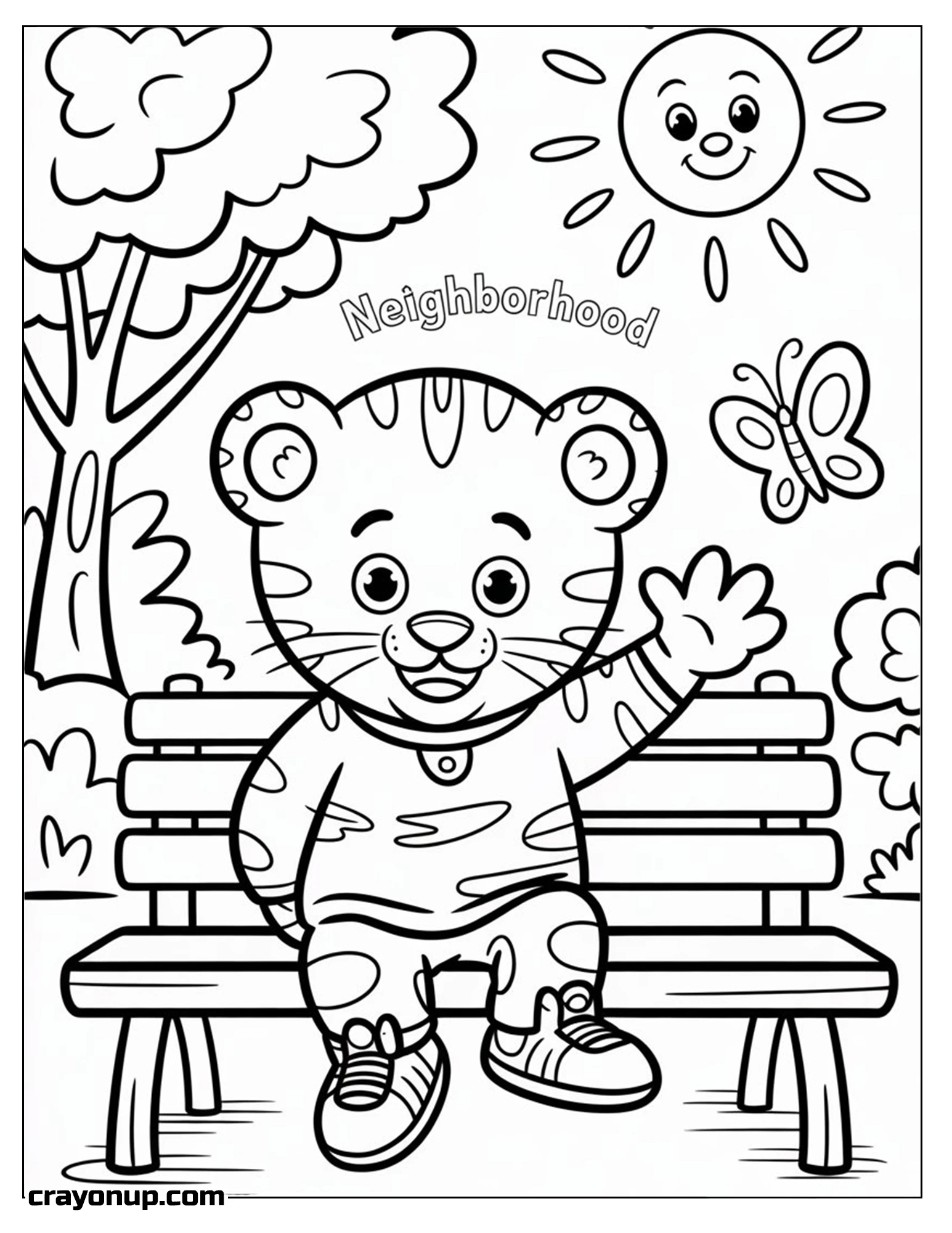 Coloring Page of Kawaii Daniel Tiger Coloring Sheet for Kids