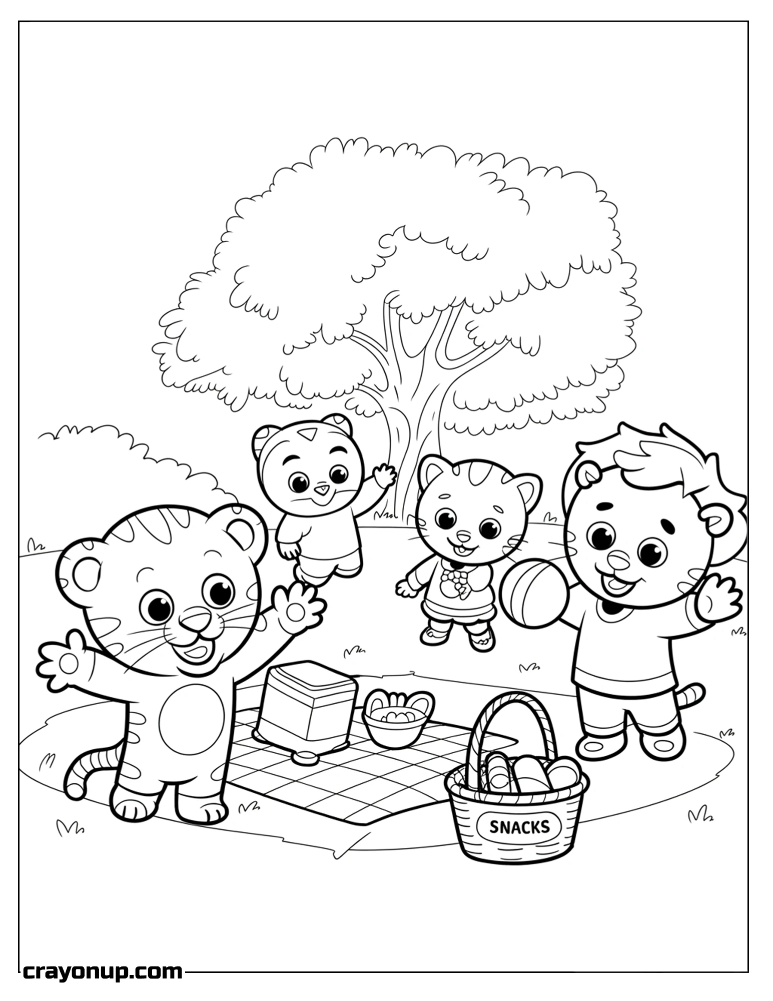 Coloring Page of Kawaii Daniel Tiger Easy Coloring Page