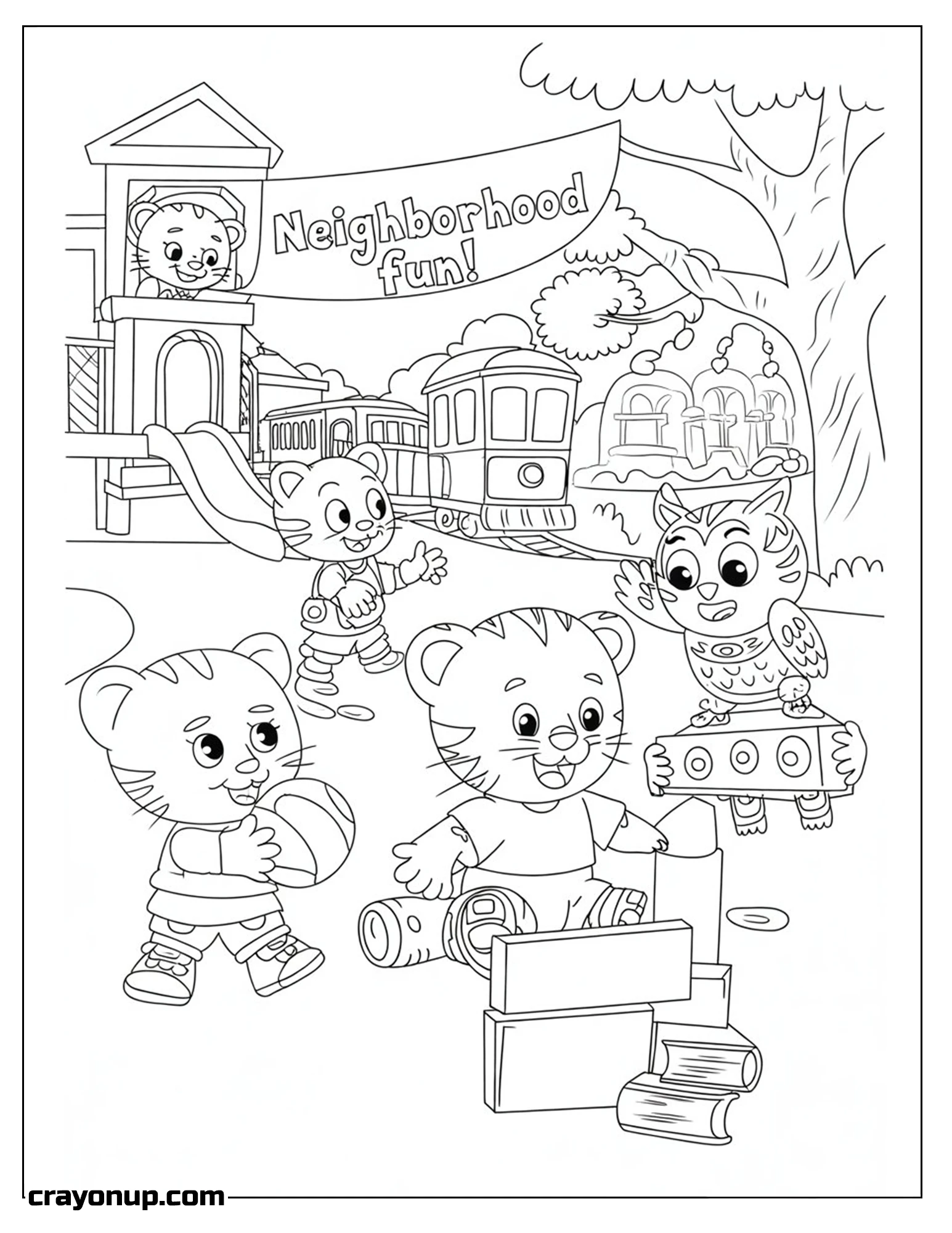 Coloring Page of Kawaii Daniel Tiger Printable Coloring Sheet