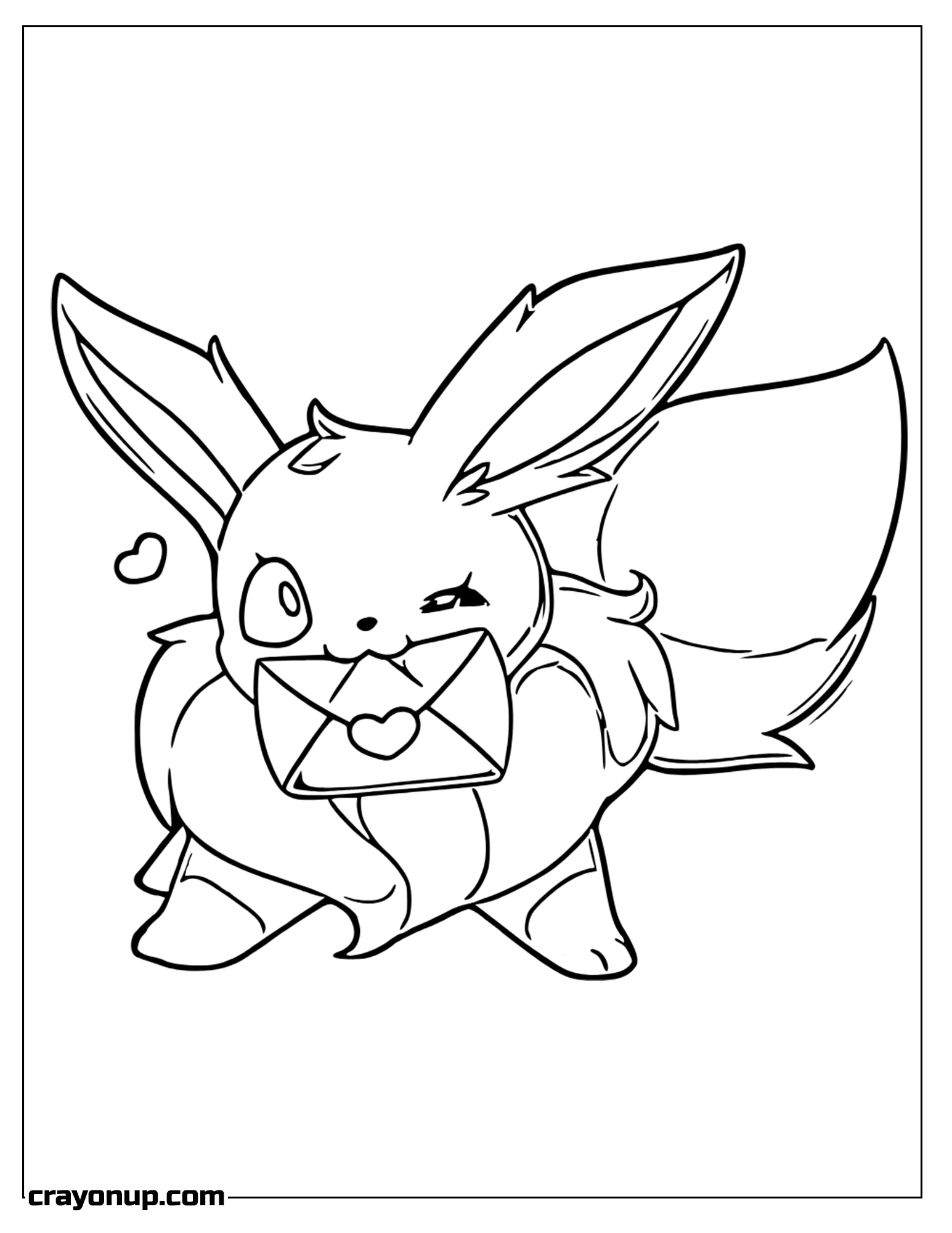 Coloring Page of Kawaii Eevee Pokemon Character Coloring Page