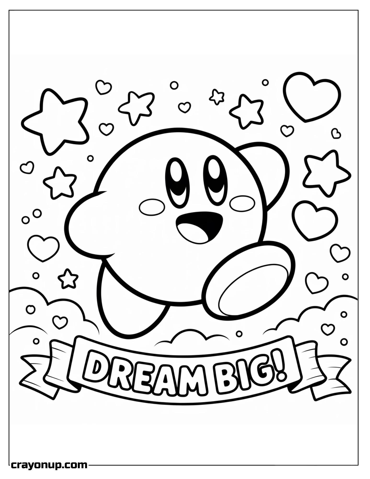 Coloring Page of Kawaii Kirby Adorable Coloring Page