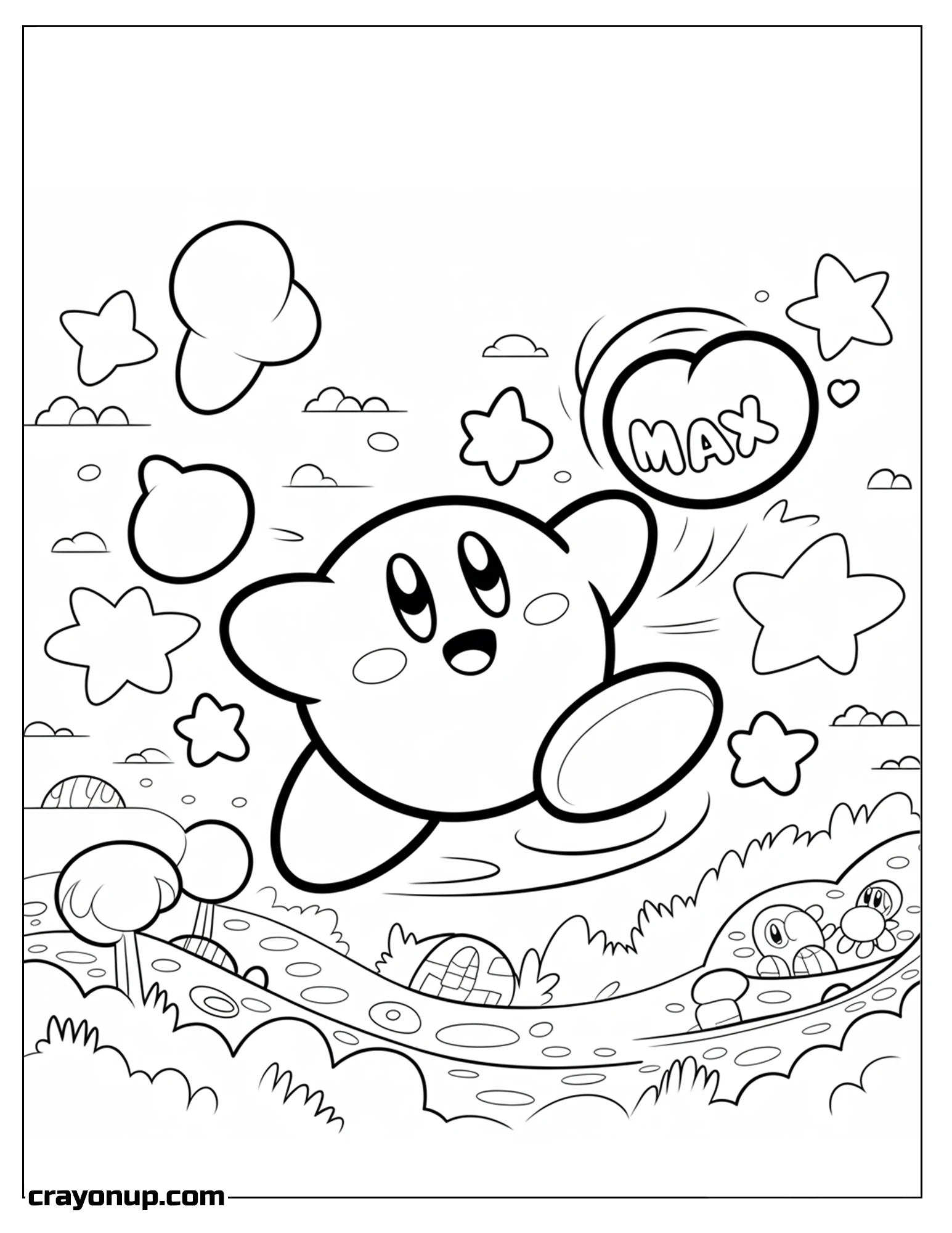 Coloring Page of Kawaii Kirby Adorable Printable Sheet