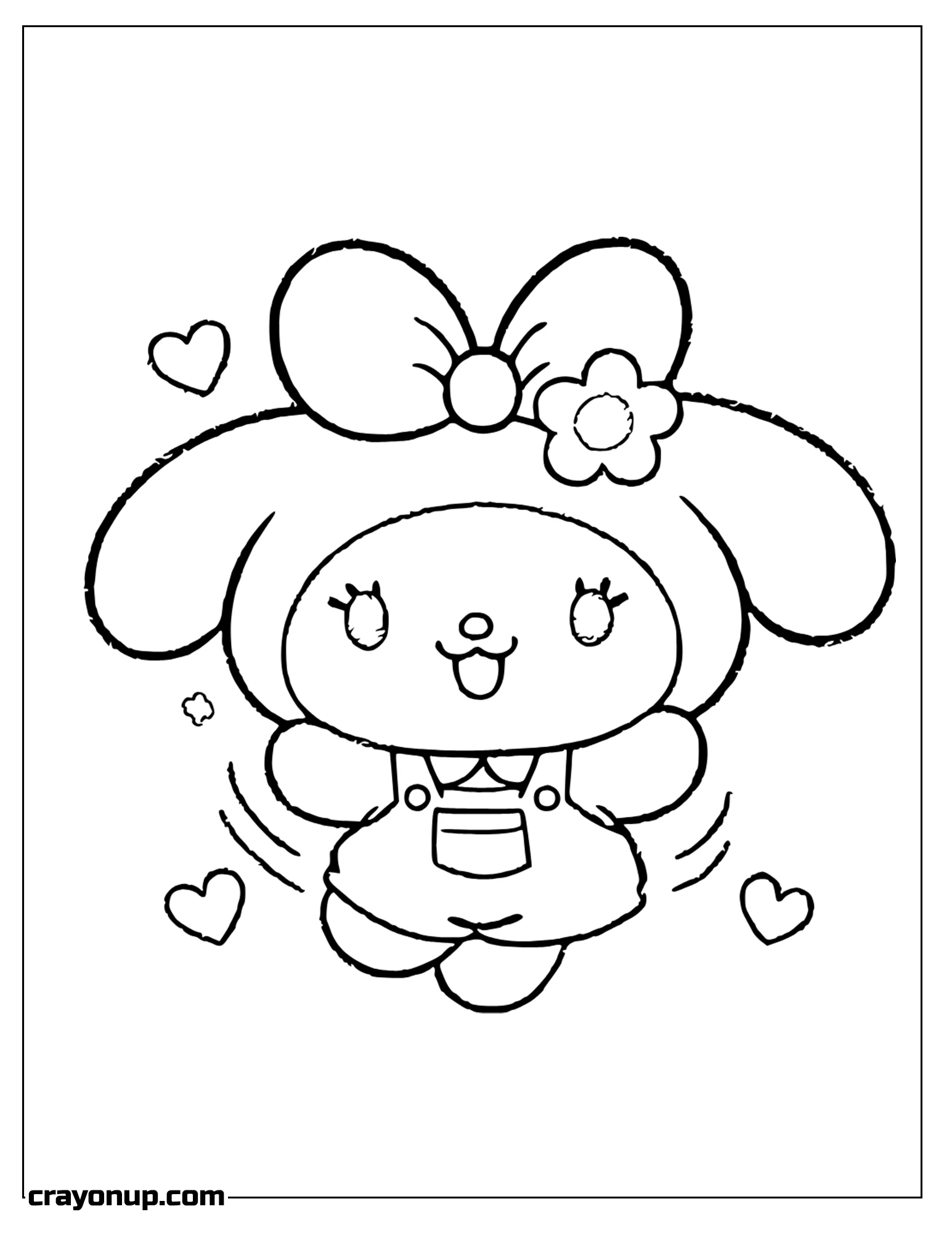 Coloring Page of Kawaii My Melody Printable Coloring Sheet