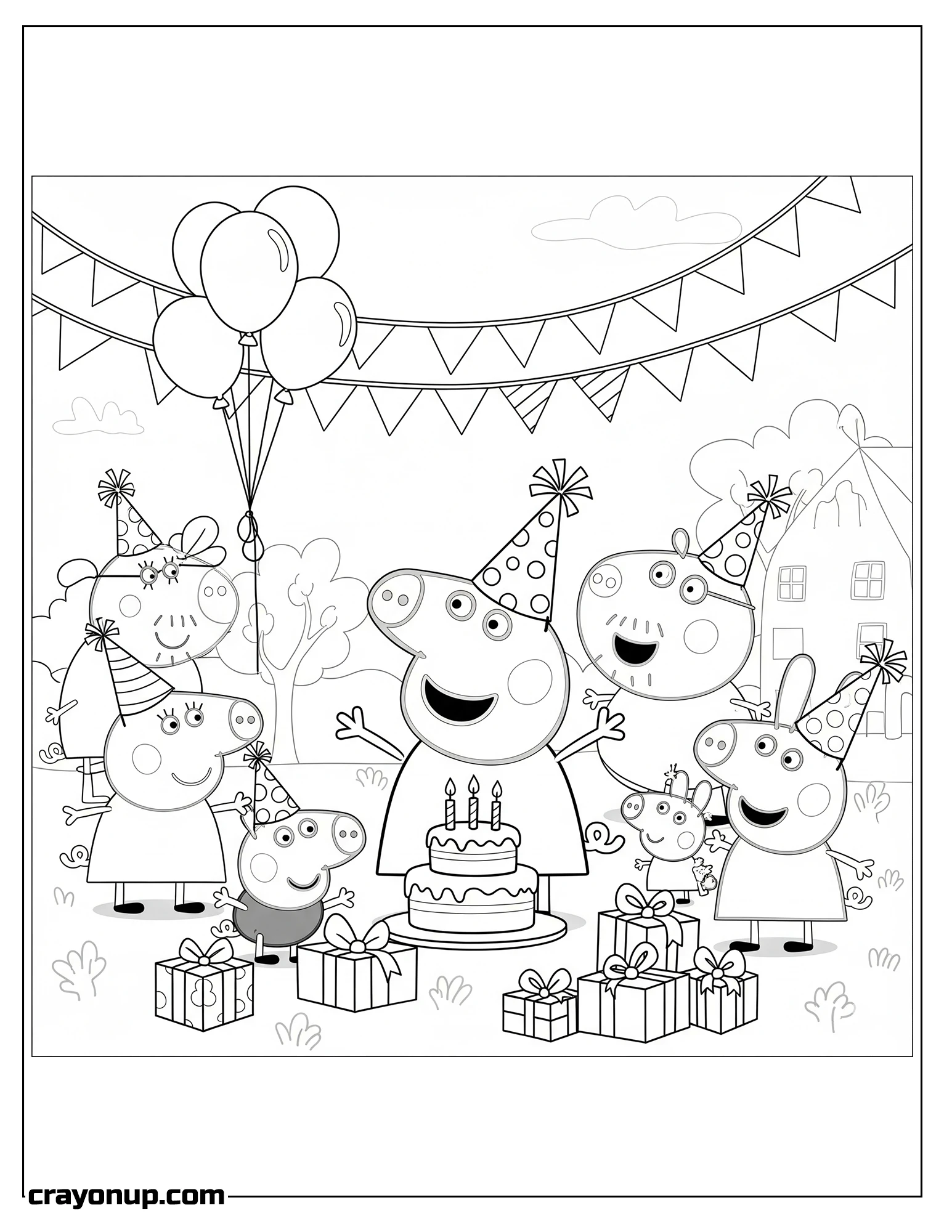 Coloring Page of Kawaii Peppa Pig Coloring Sheet for Children