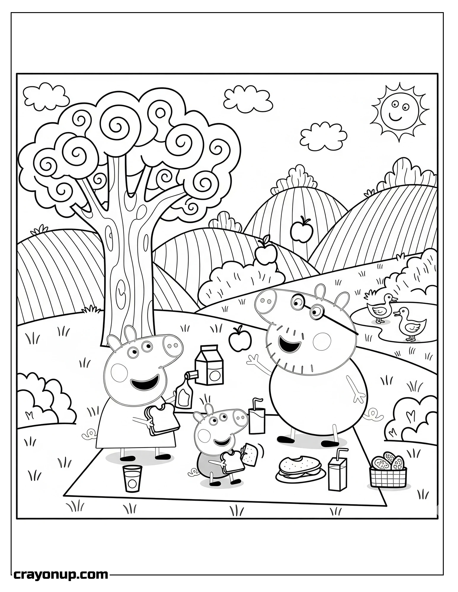 Coloring Page of Kawaii Peppa Pig Easy Coloring Page