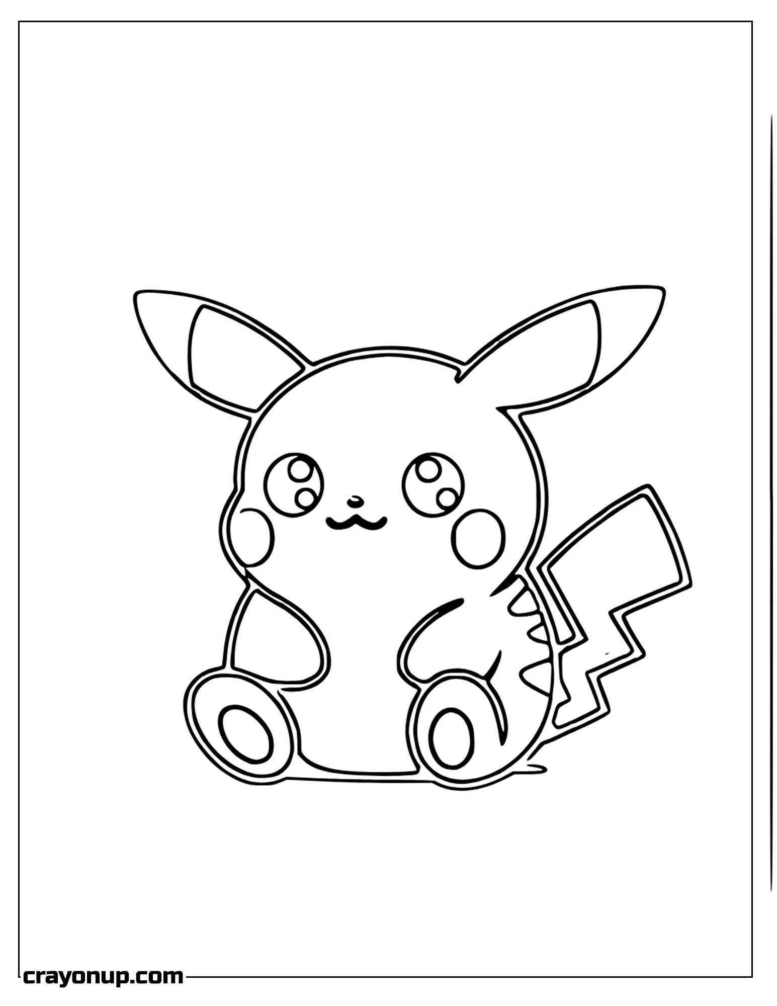 Coloring Page of Kawaii Pikachu To Color