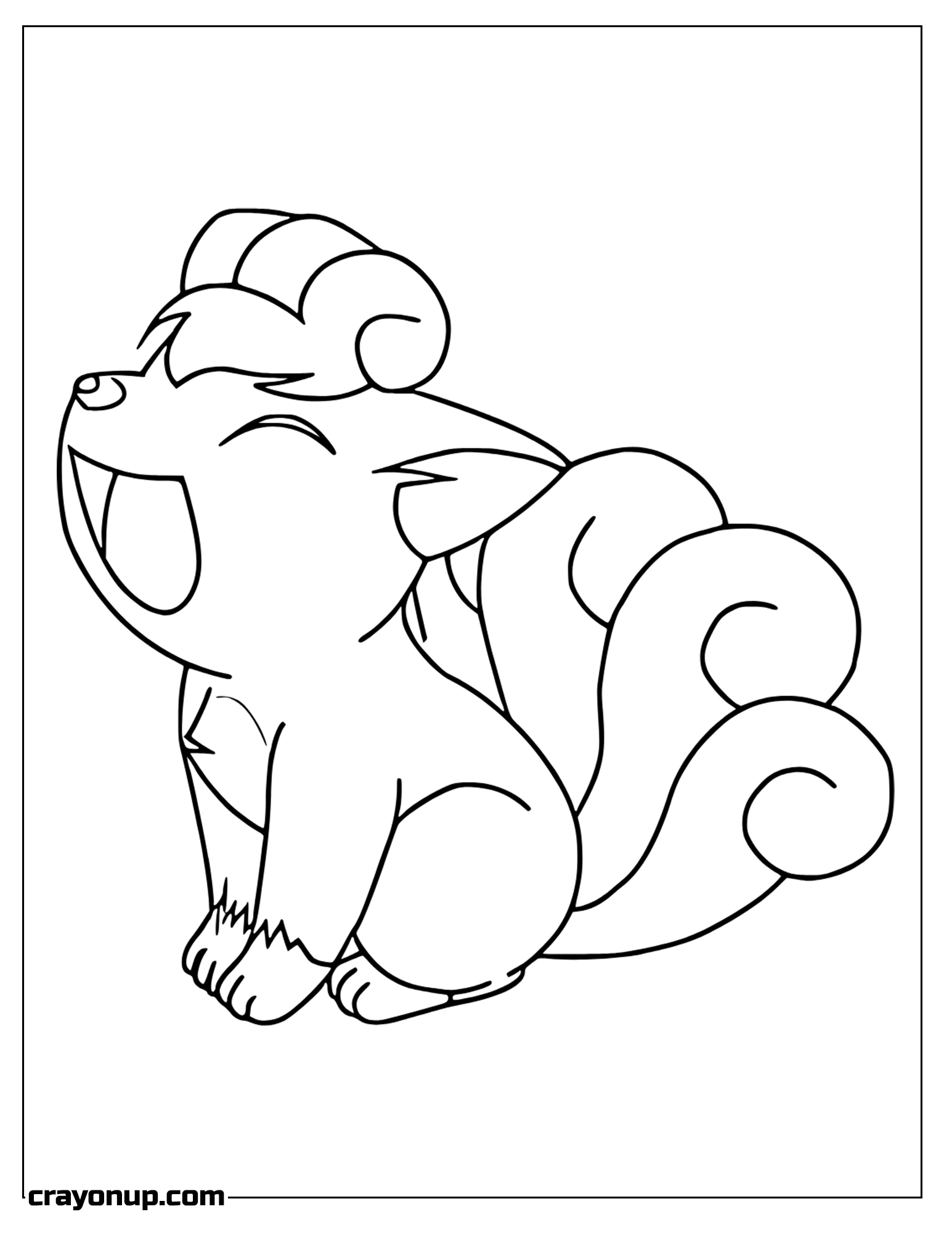 Coloring Page of Kawaii Vulpix Printable Coloring Sheet