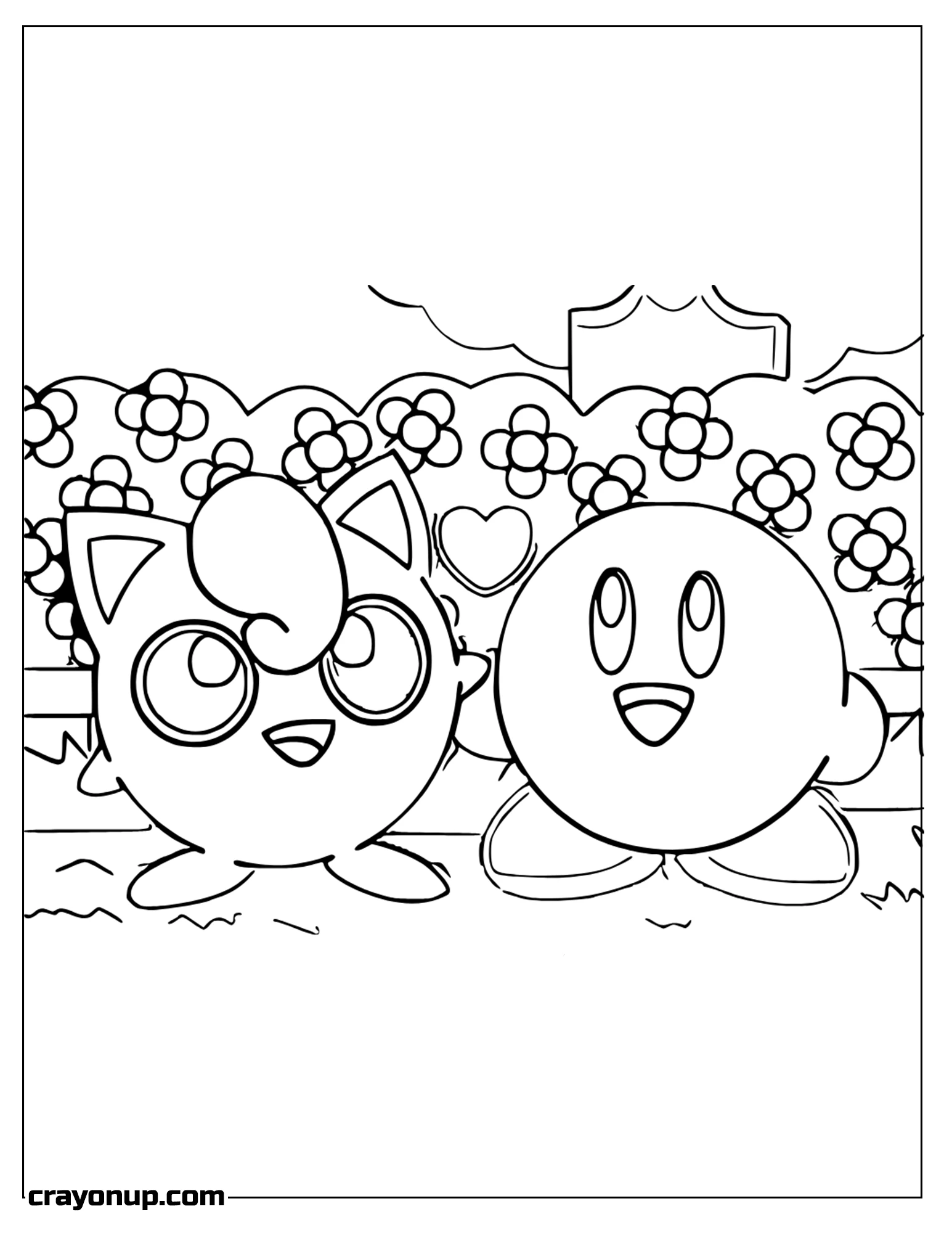 Coloring Page of Kirby and Jigglypuff Friends Coloring Page