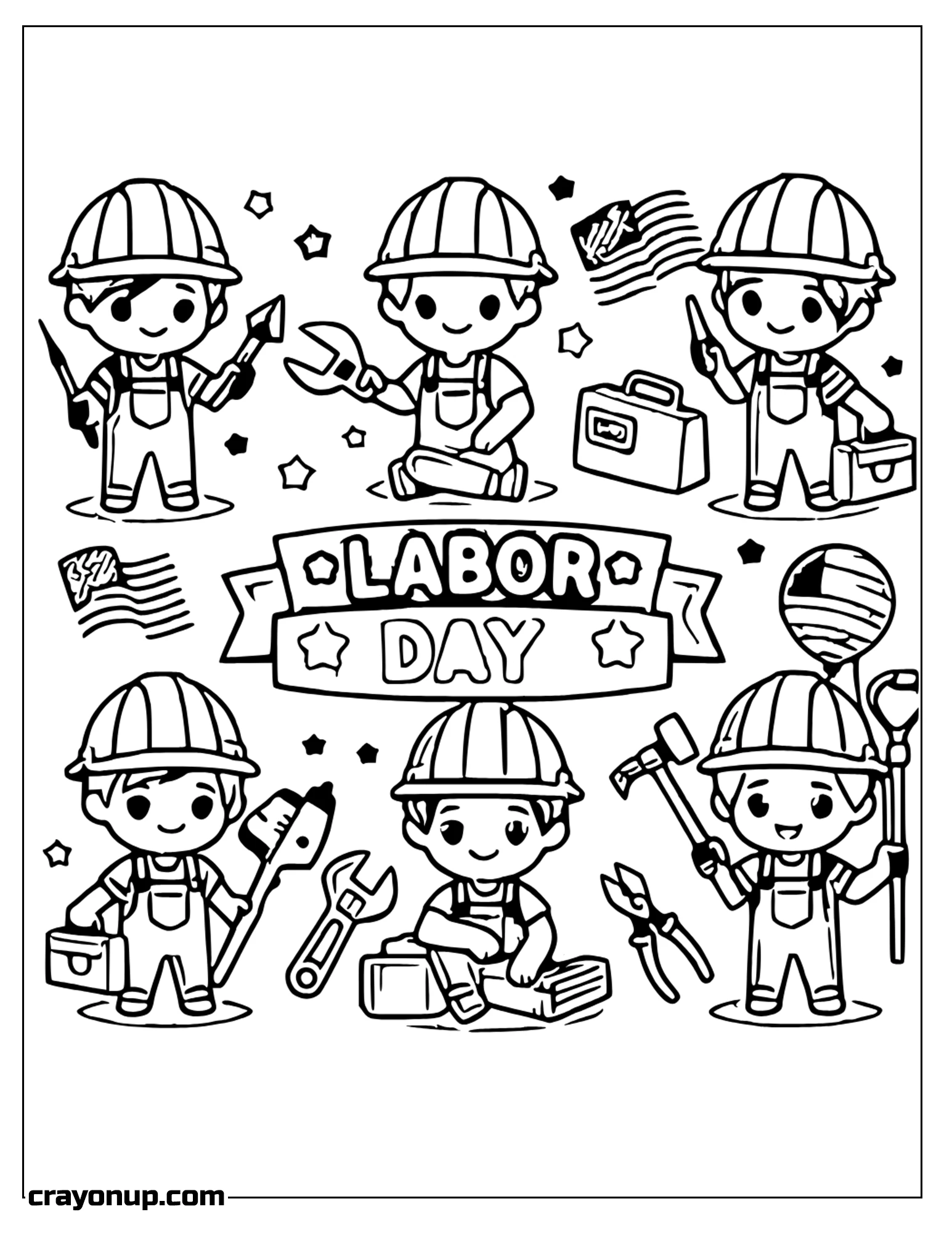  Coloring Page of Labor Day Boys Coloring Page