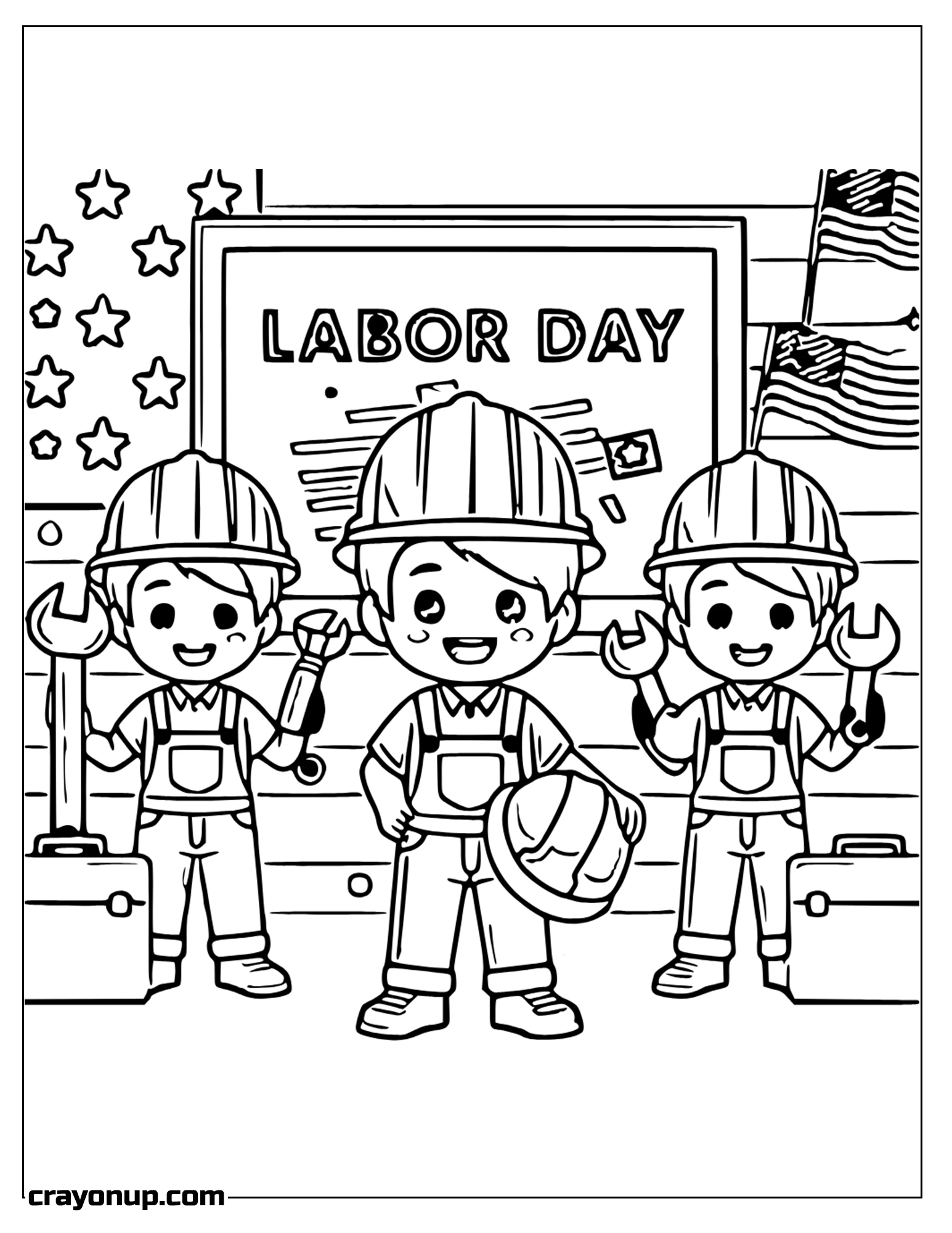  Coloring Page of Man Labor Day United States