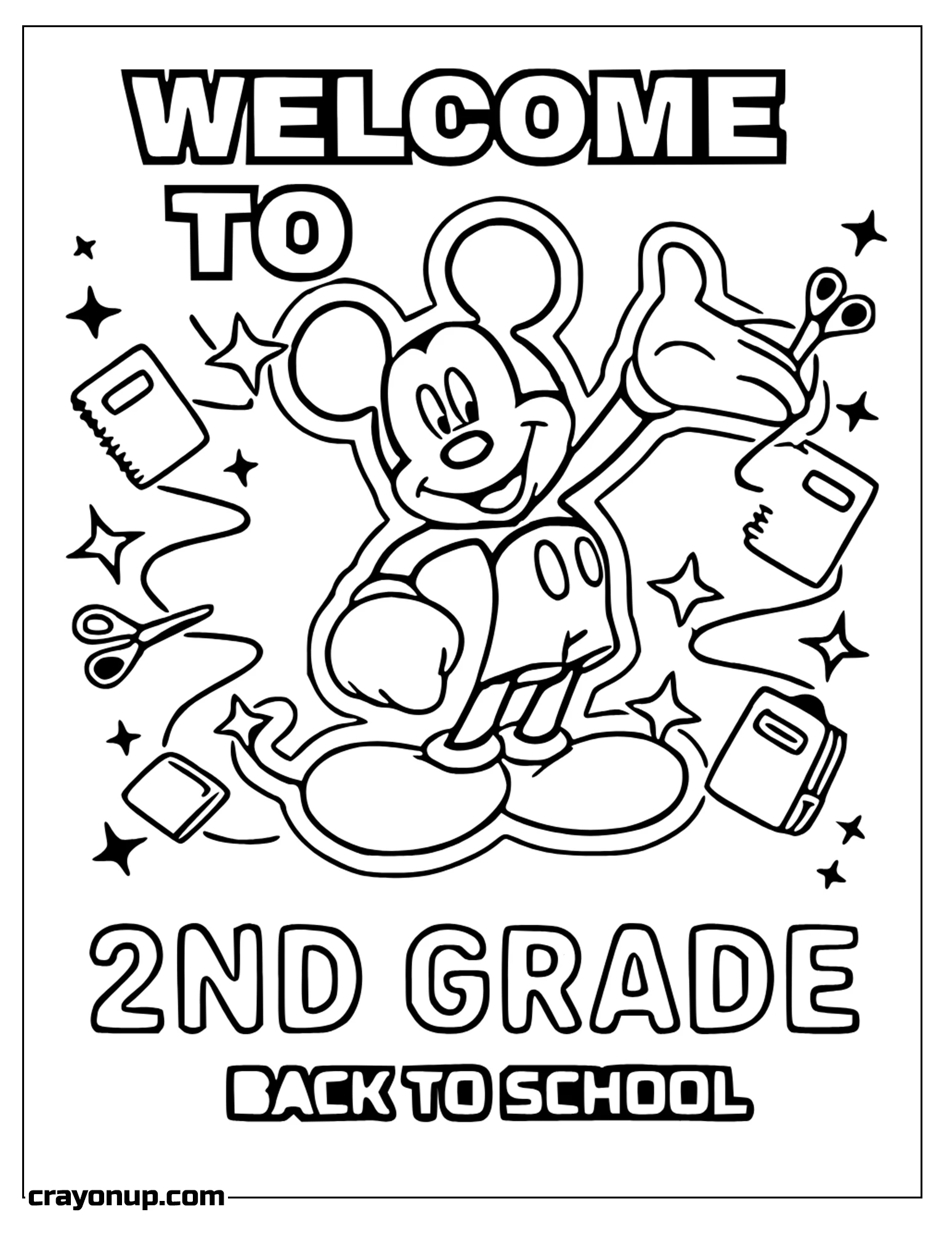 omyy Coloring Page of Mickey Mouse Welcome to Second Grade Coloring Page