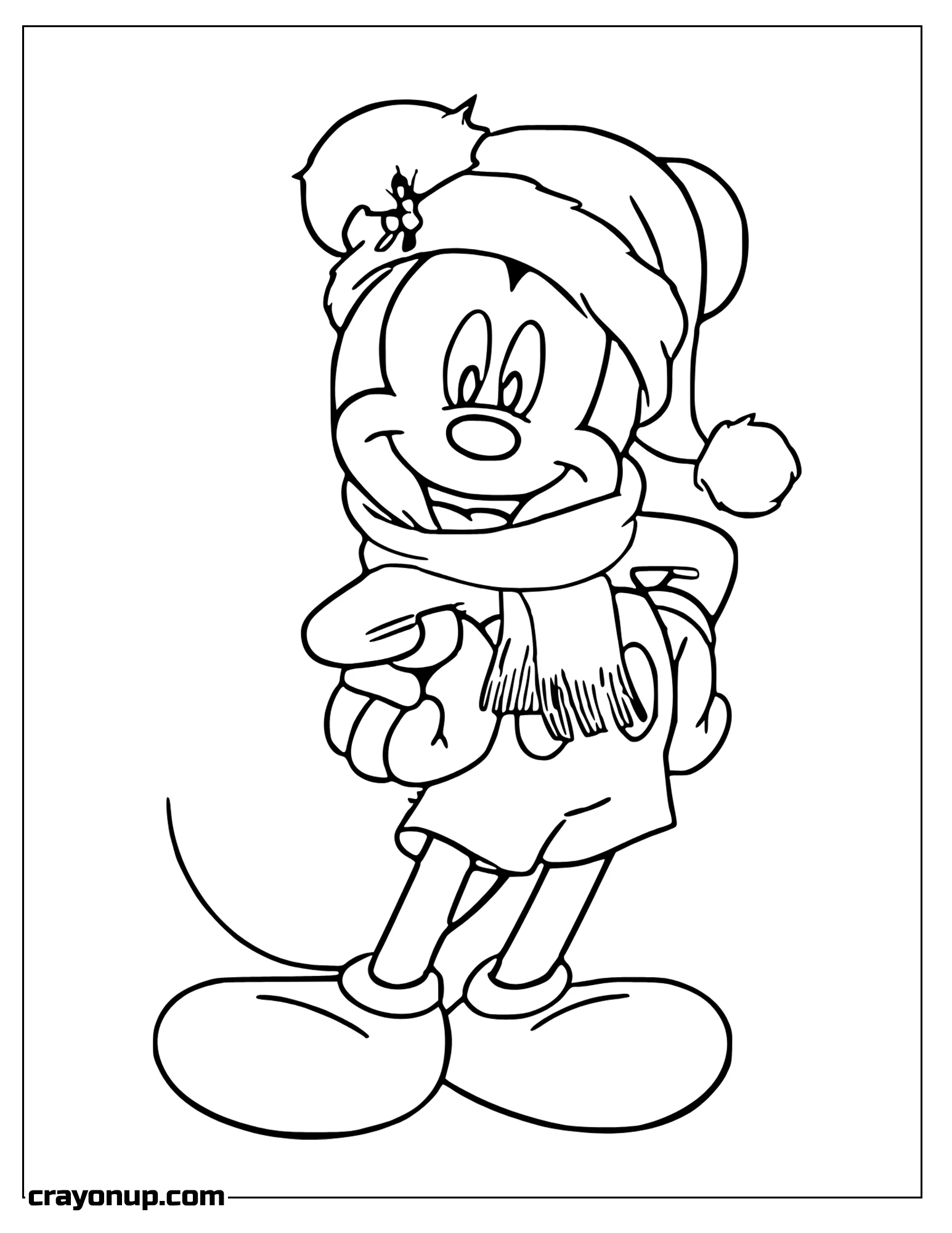 omyy Coloring Page of Mickey Mouse with Christmas Clothes