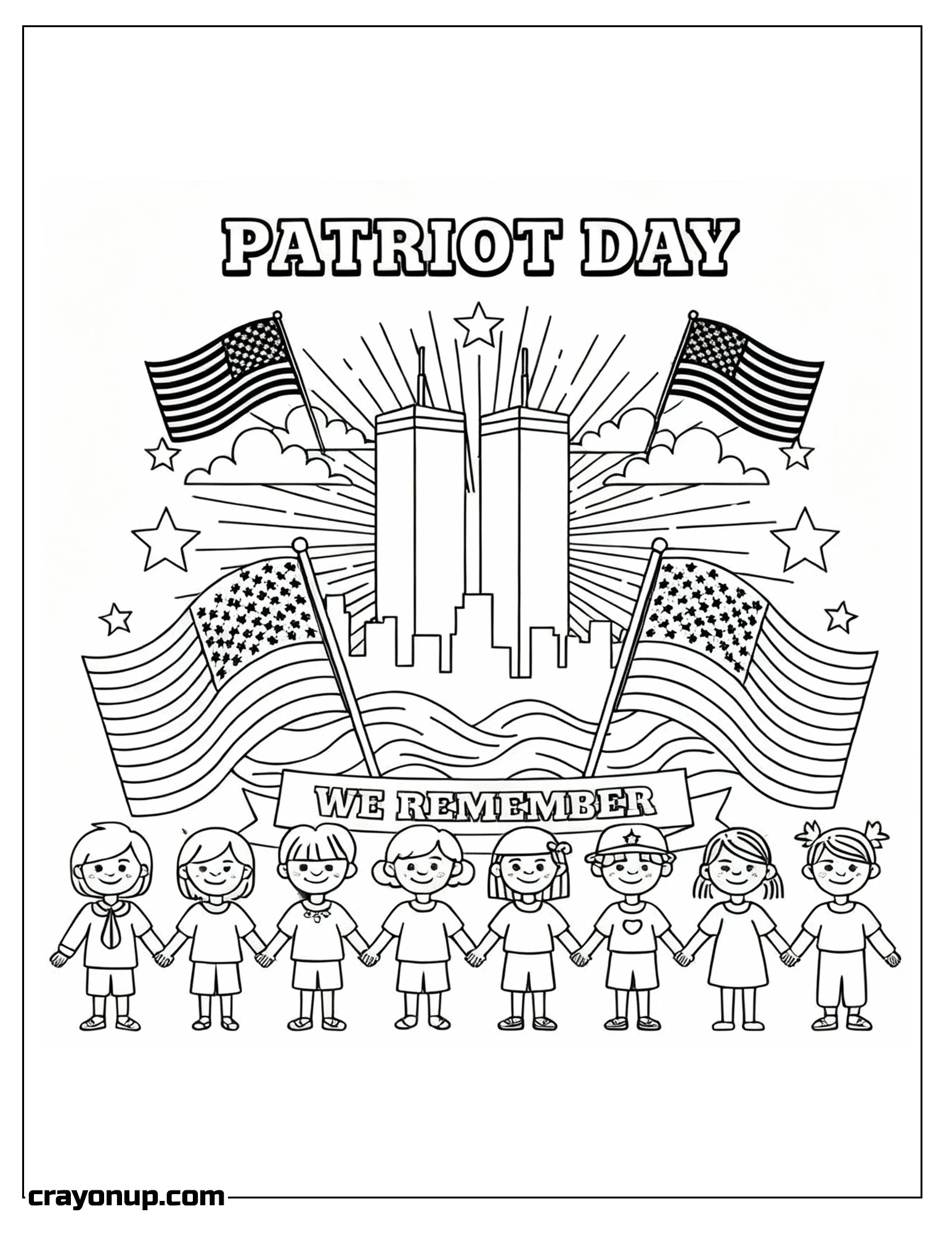 Coloring Page of Patriot Day Simple Coloring Sheet to Color