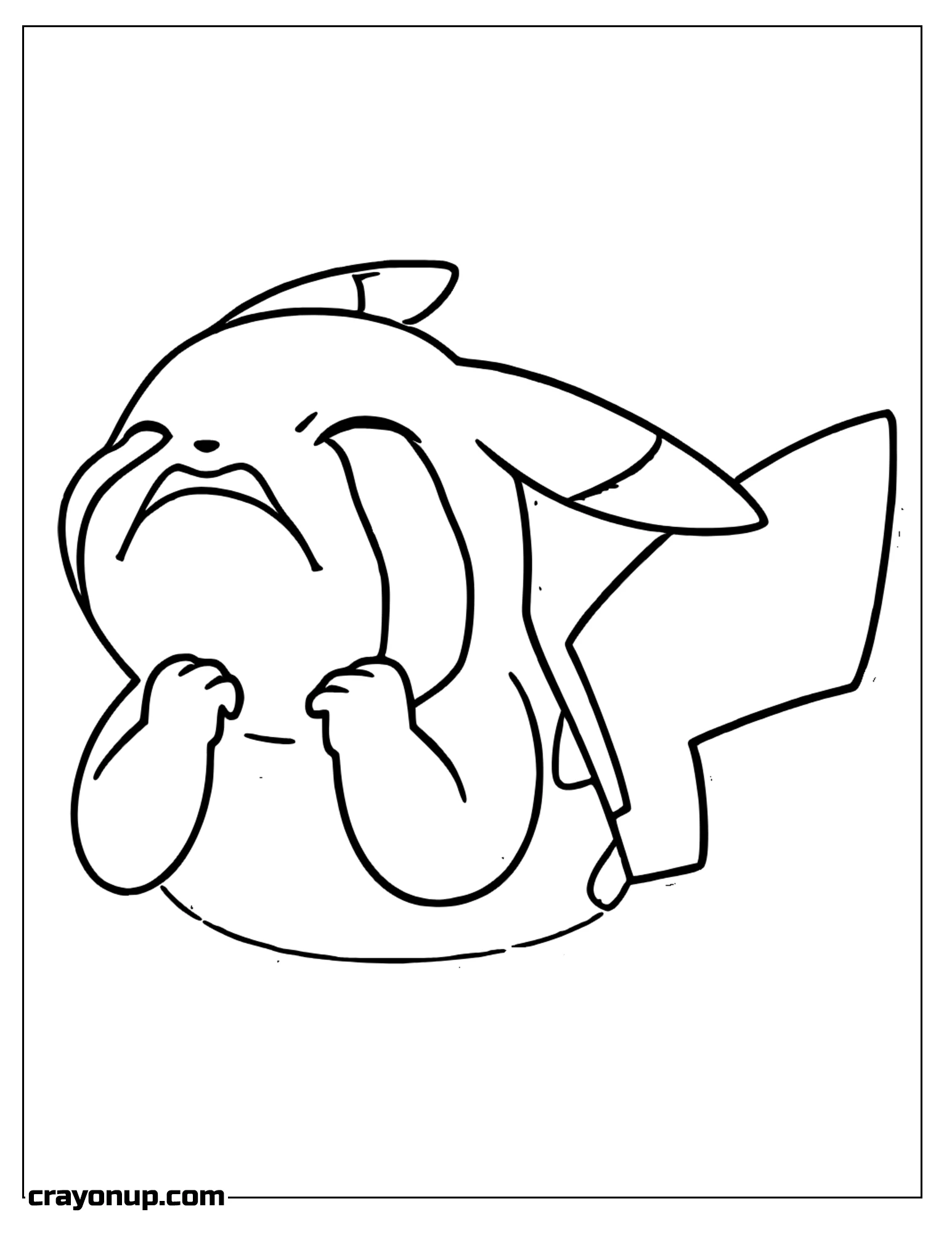 Coloring Page of Pikachu Character Crying Coloring Page