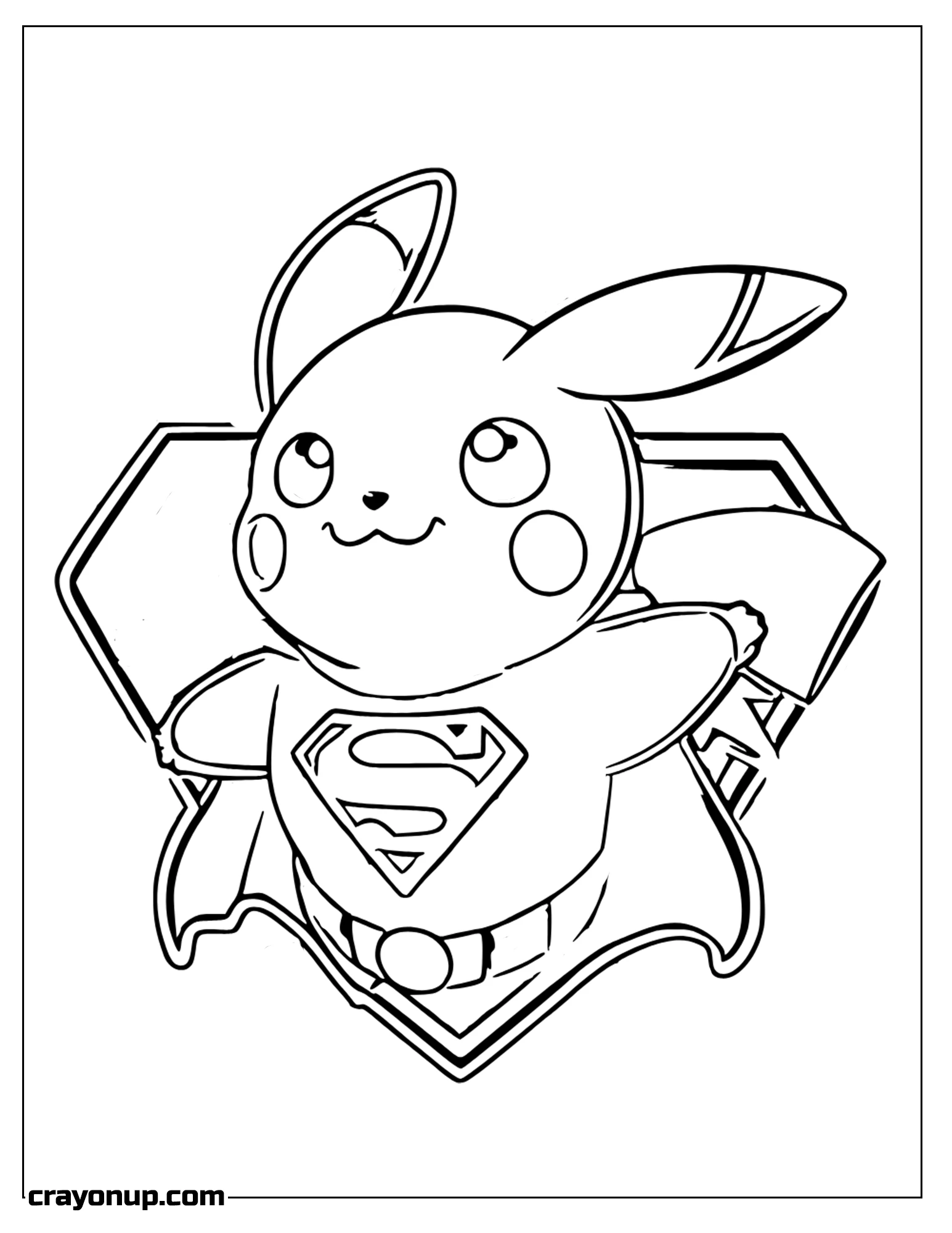 Coloring Page of Pikachu in Superman Costplay Coloring Page