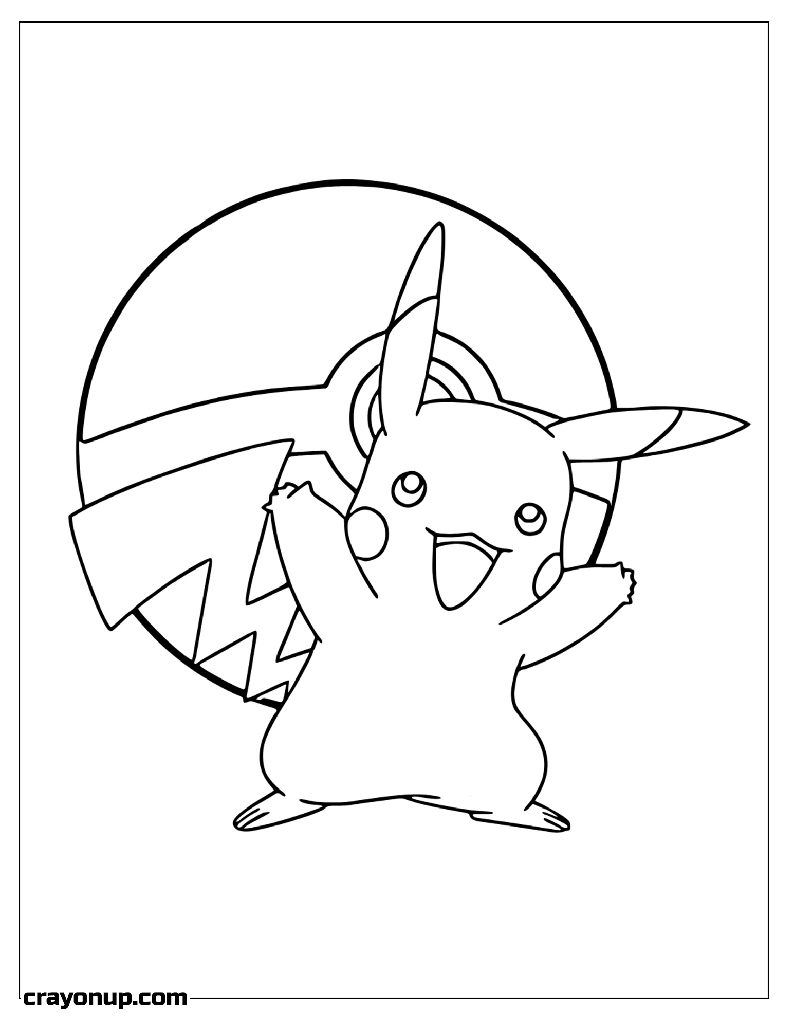 Coloring Page of Poke Ball Pikachu To Color