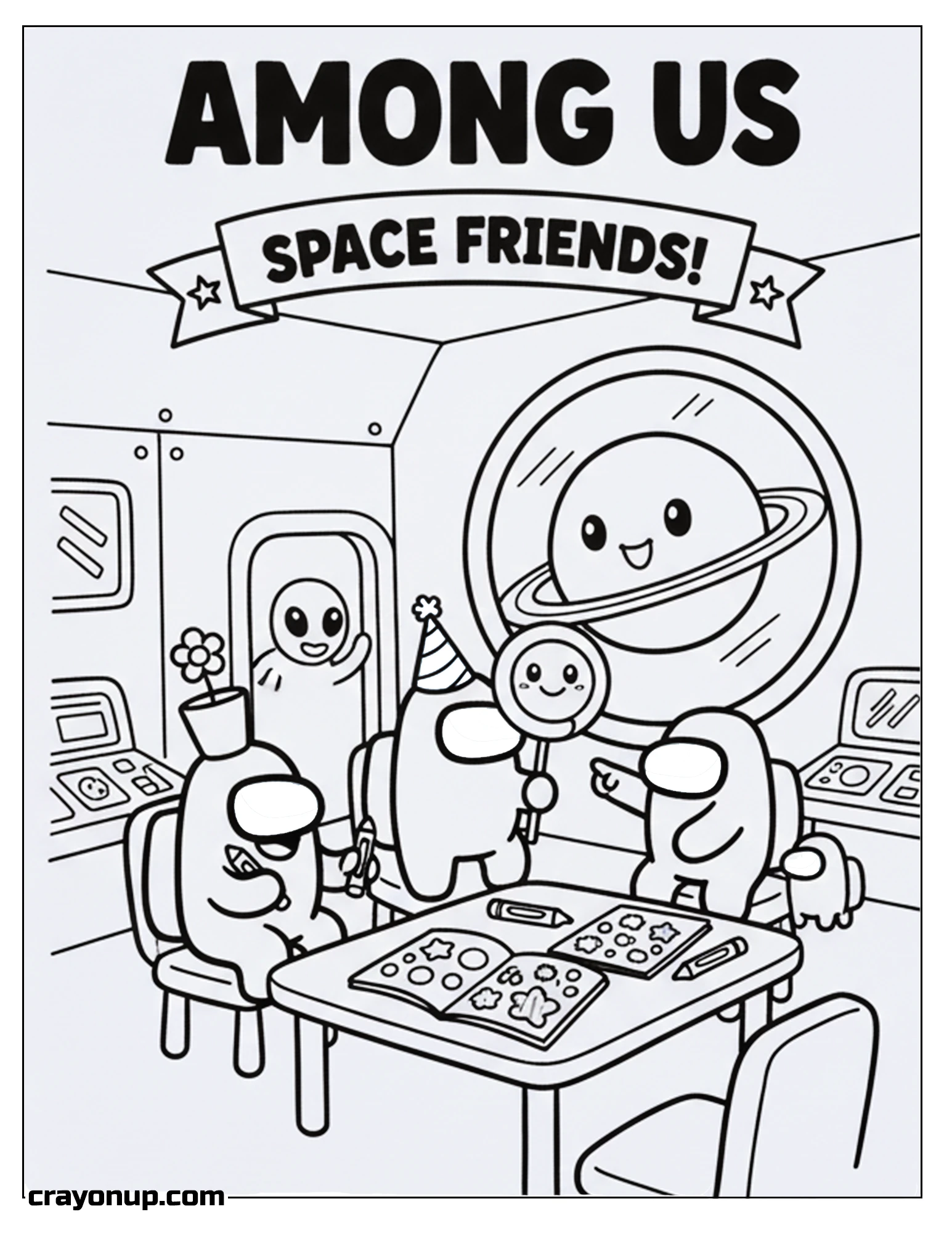 Coloring Page of Printable Among Us Cute Coloring Page