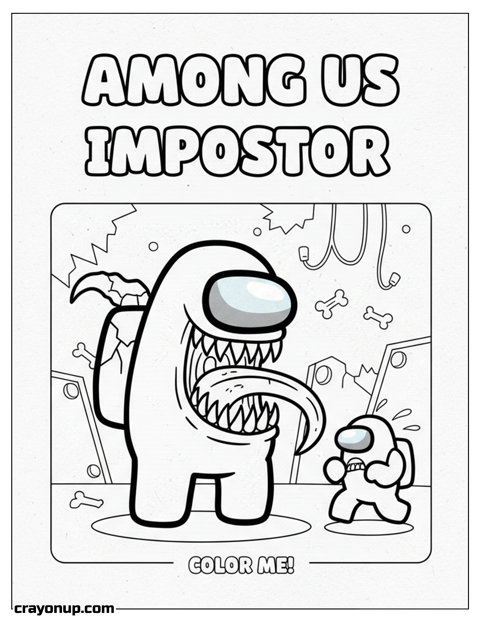 Coloring Page of Printable Among Us Impostor Coloring Sheet for Kids