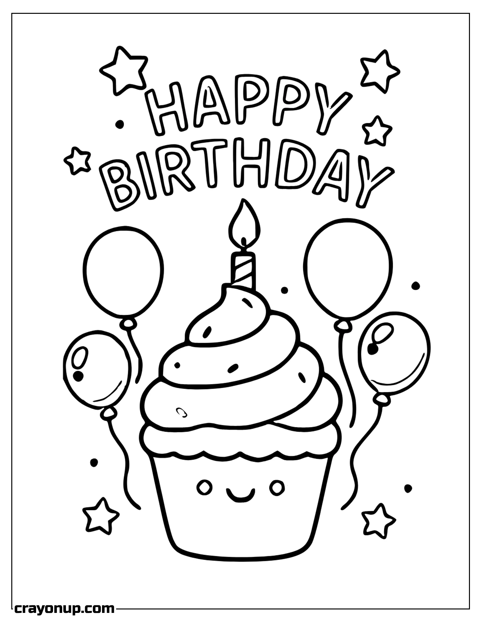 Coloring Page of Printable Birthday Card Coloring Sheet