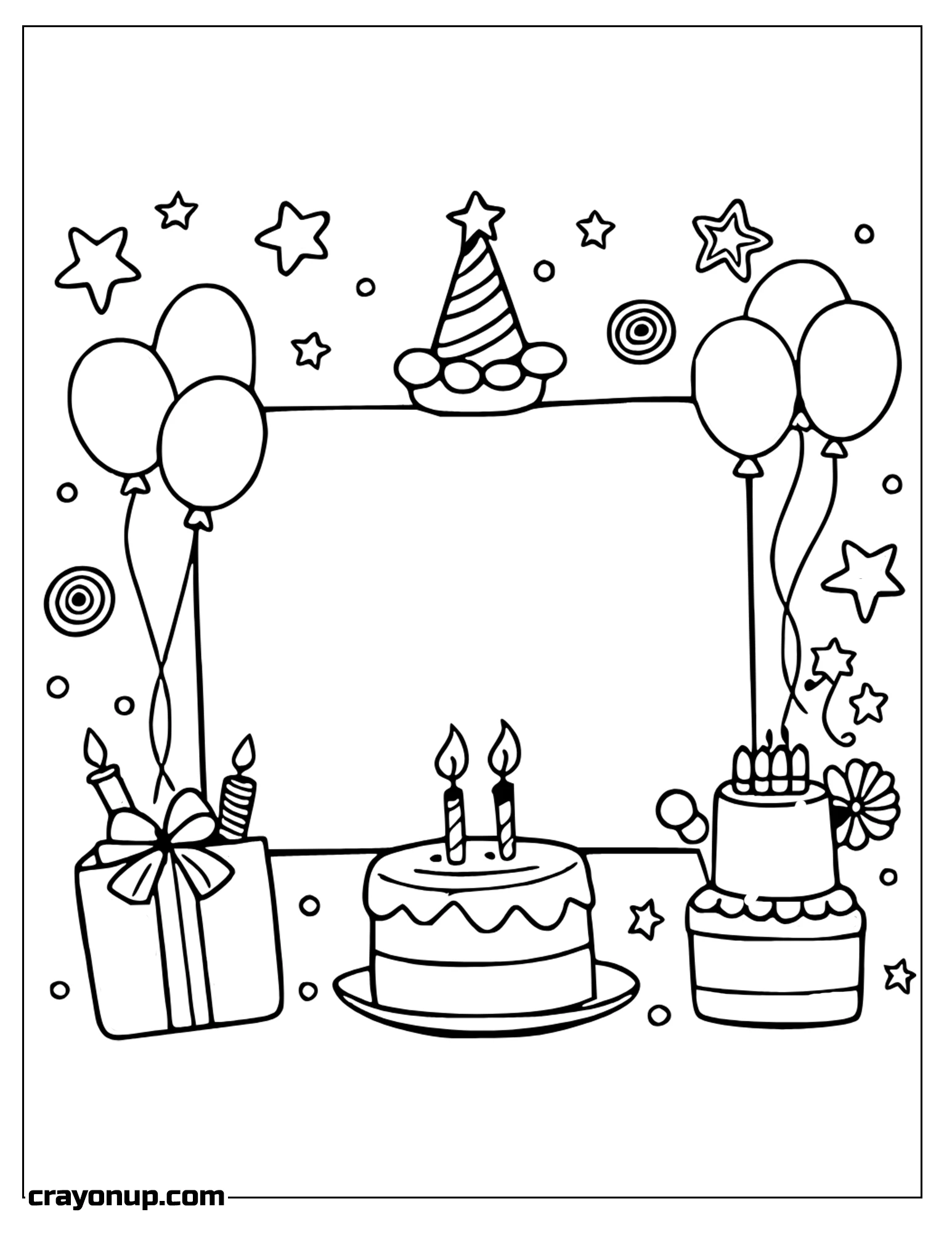 Coloring Page of Printable Birthday Celebration Card Coloring Sheet