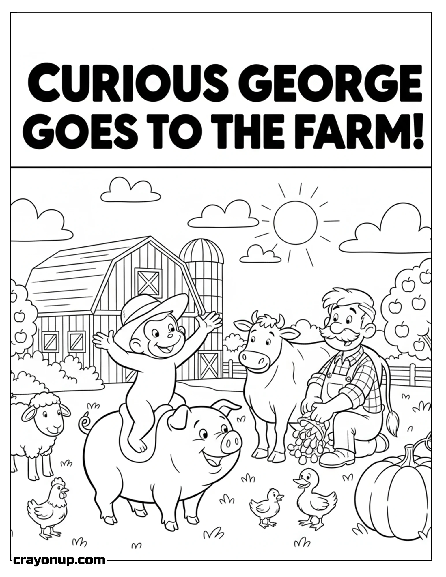 Coloring Page of Printable Curious George Cute Coloring Page