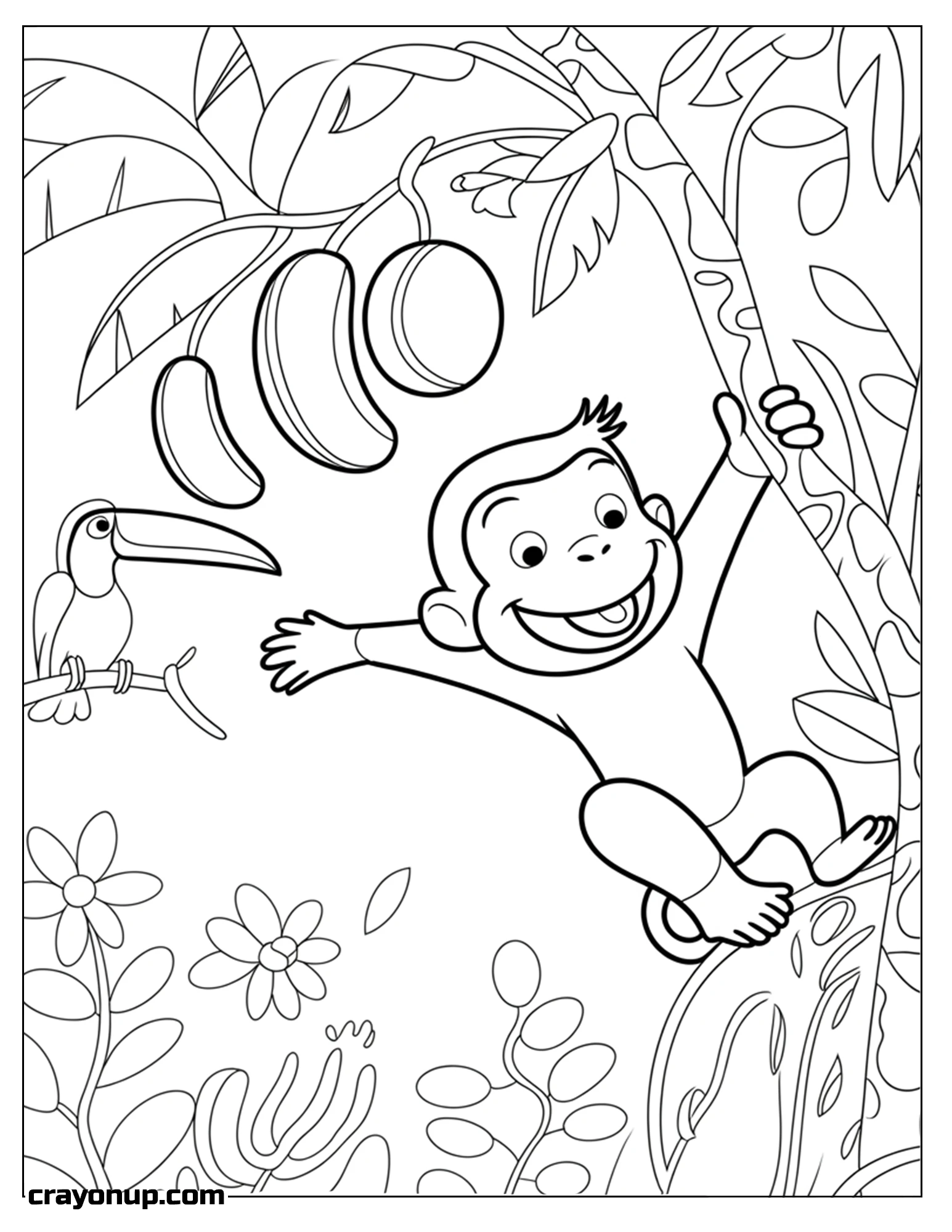Coloring Page of Printable Curious George Simple Coloring Page