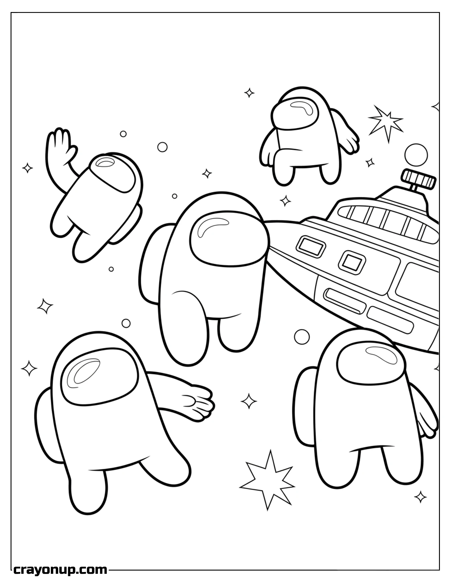 Coloring Page of Printable Cute Among Us Coloring Sheet