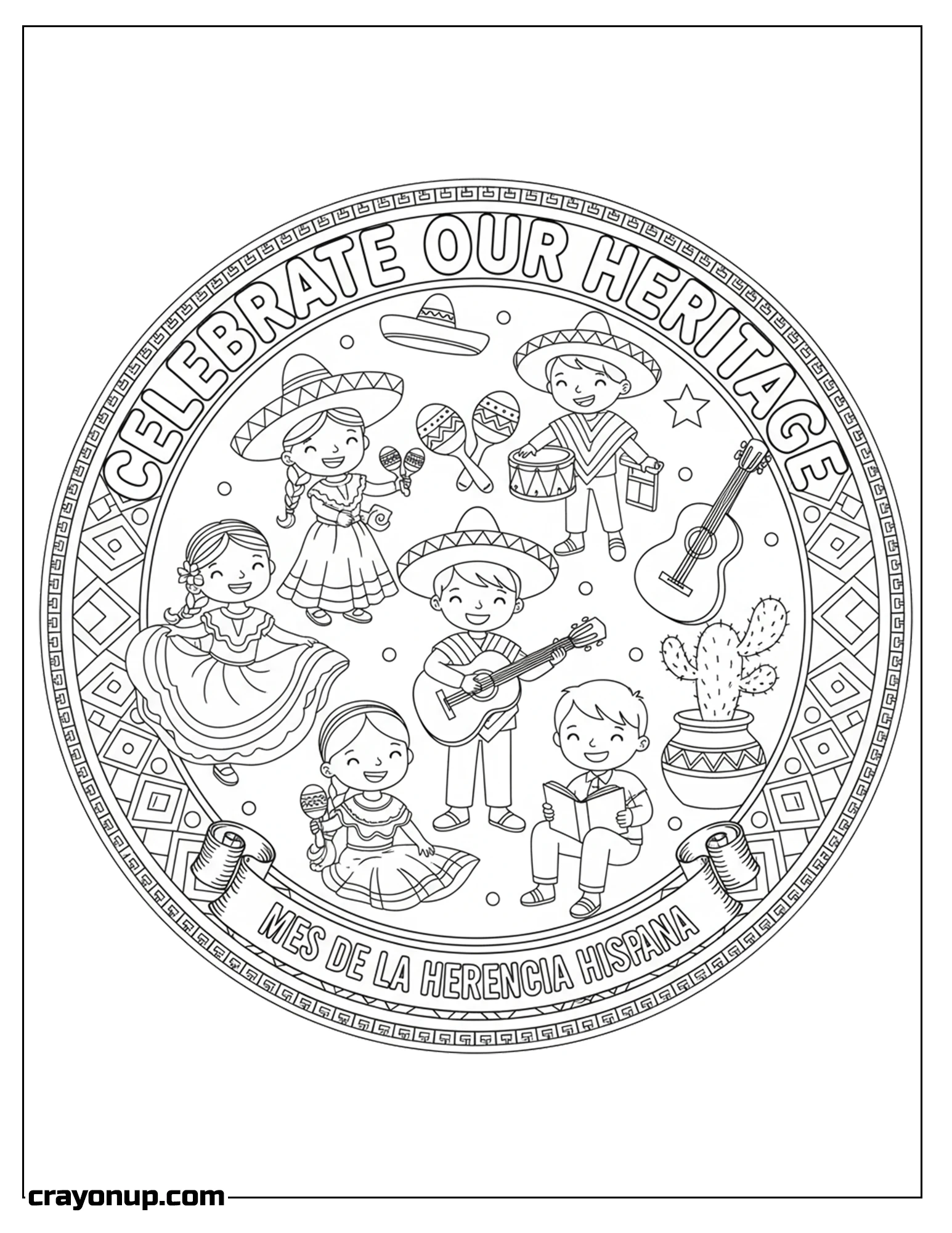 Coloring Page of Printable Hispanic Heritage Month Cute Coloring Page