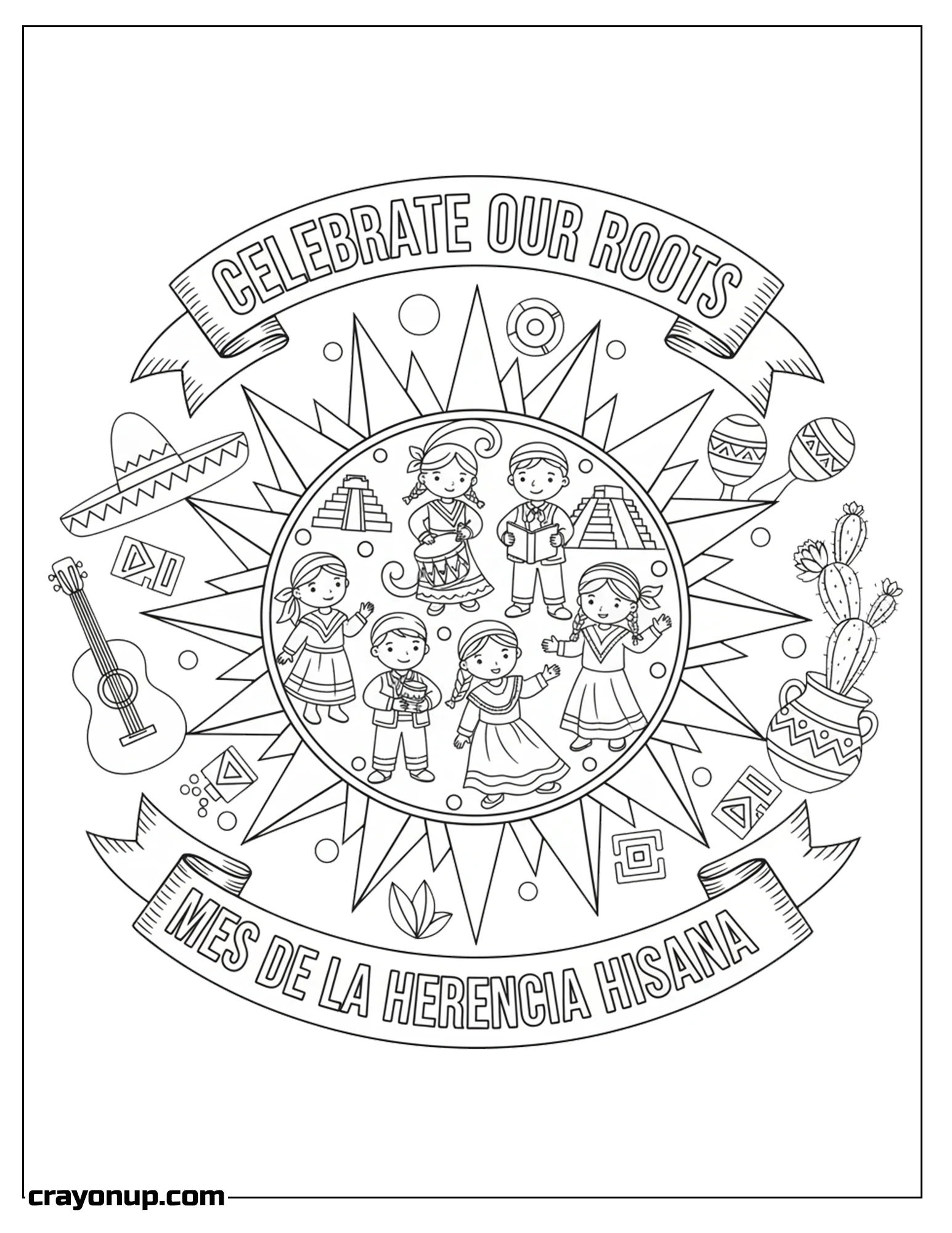 Coloring Page of Printable Hispanic Heritage Month Easy Coloring Page