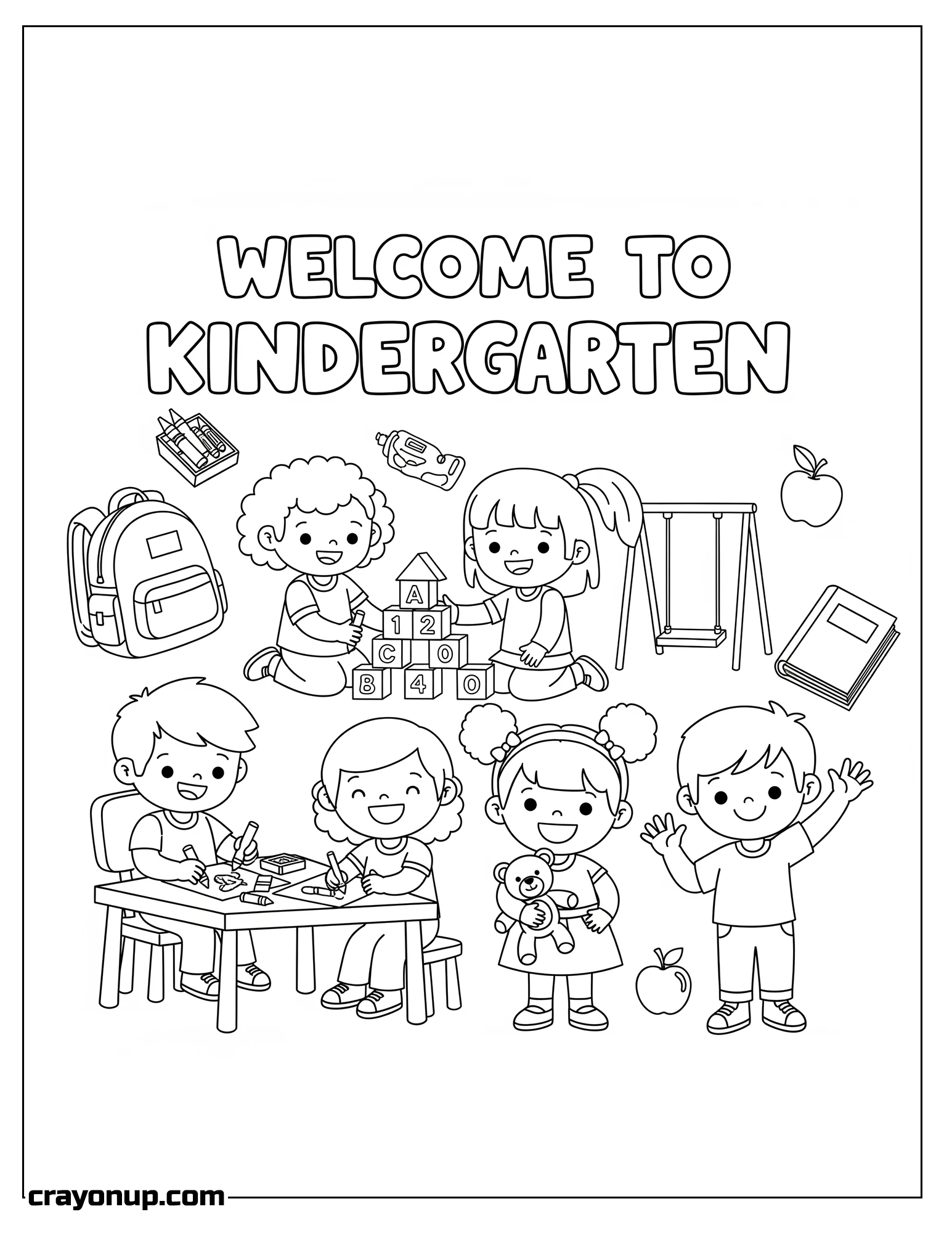 Coloring Page of Printable Kindergarten Coloring Sheet for Kids
