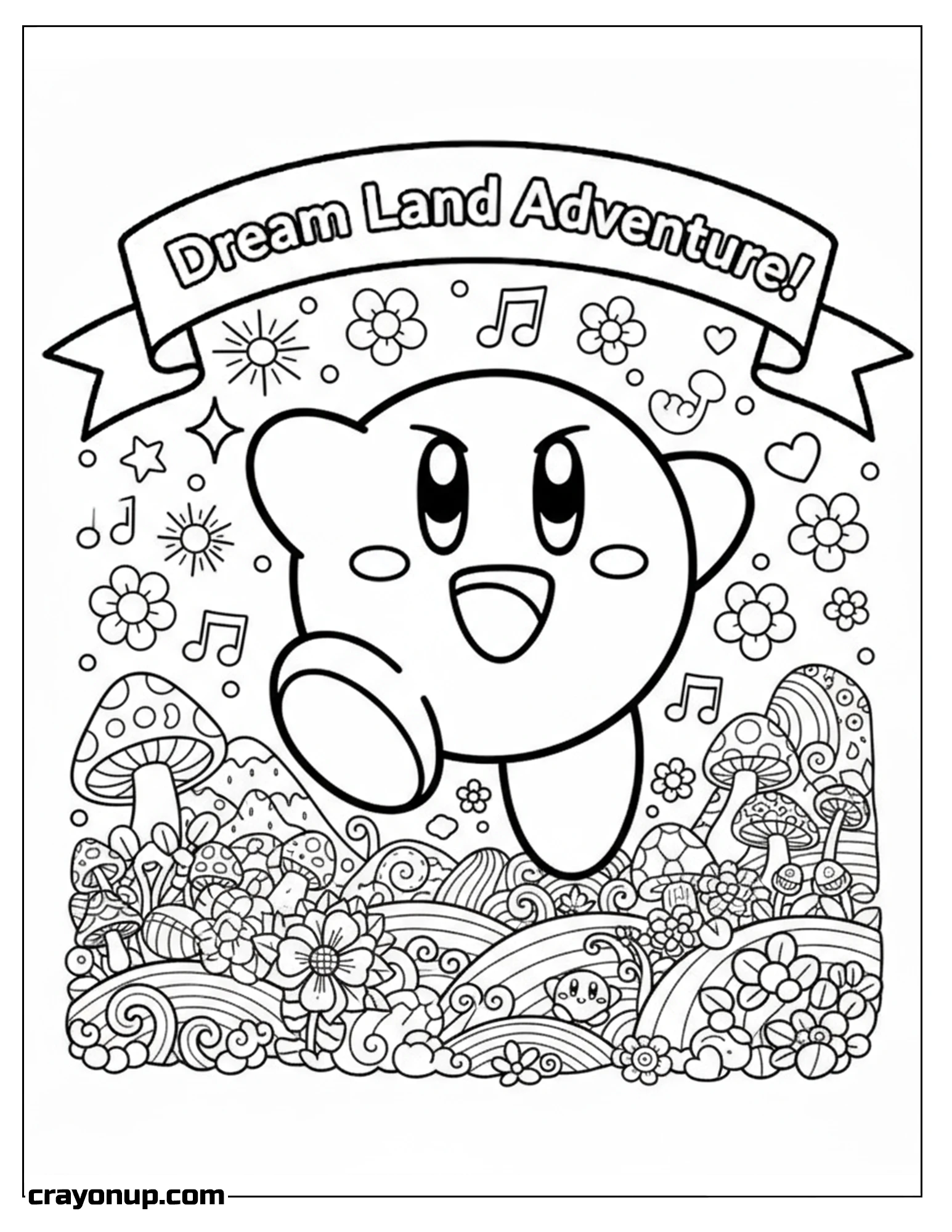 Coloring Page of Printable Kirby Cute Coloring Page