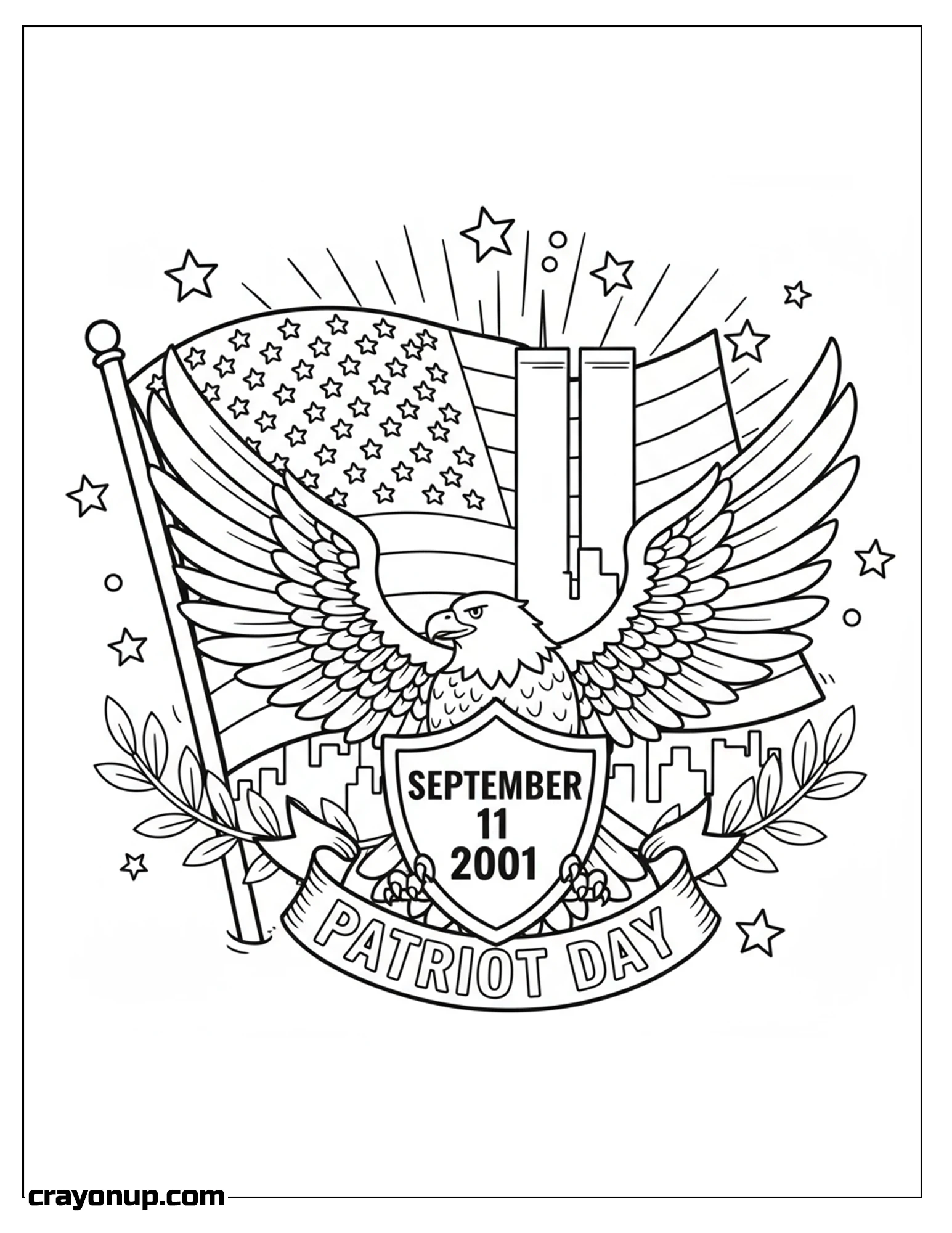 Coloring Page of Printable Patriot Day Cute Coloring Page