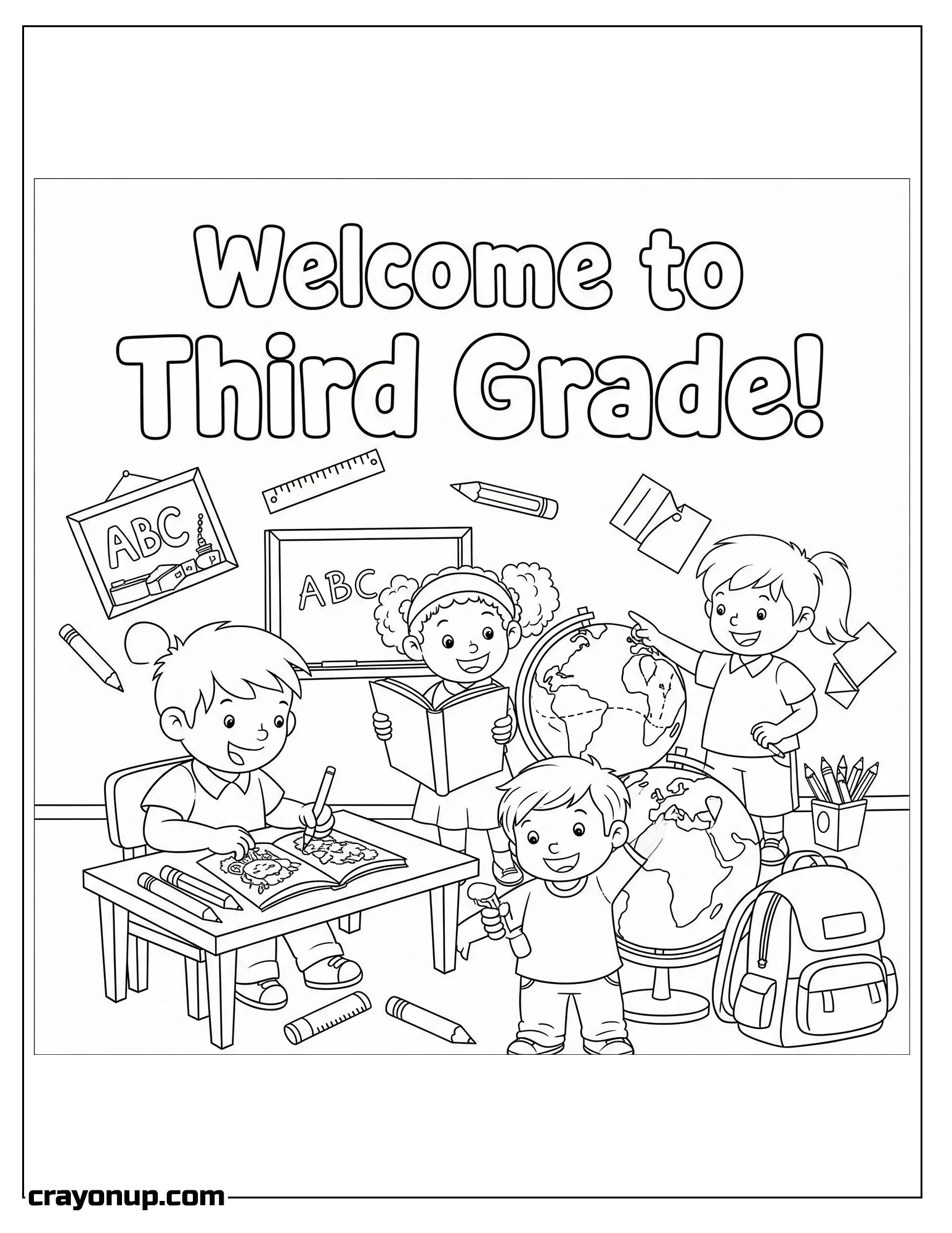 Coloring Page of Printable Third Grade Coloring Sheet for Kids