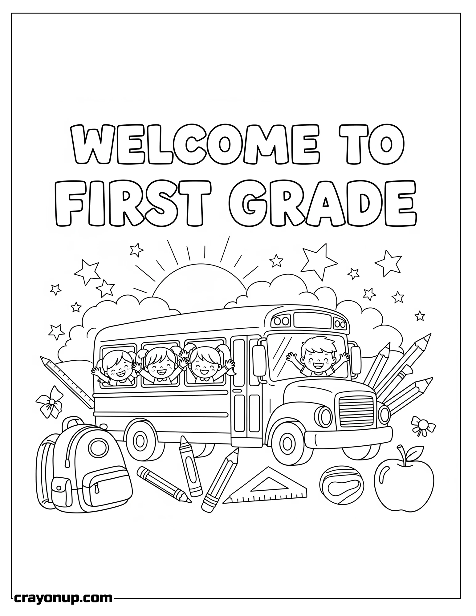 Coloring Page of Printable Welcome to First Grade Coloring Sheet