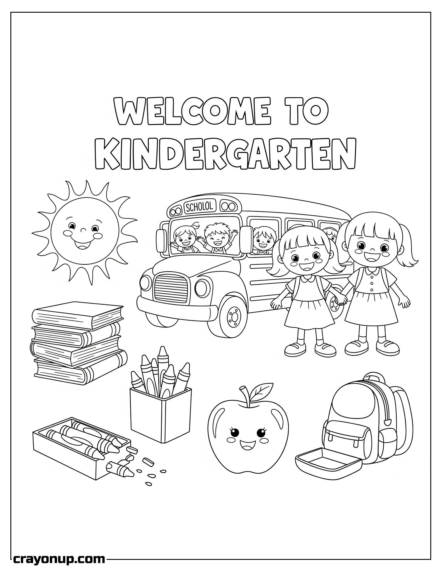 Coloring Page of Printable Welcome to Kindergarten Coloring Sheet